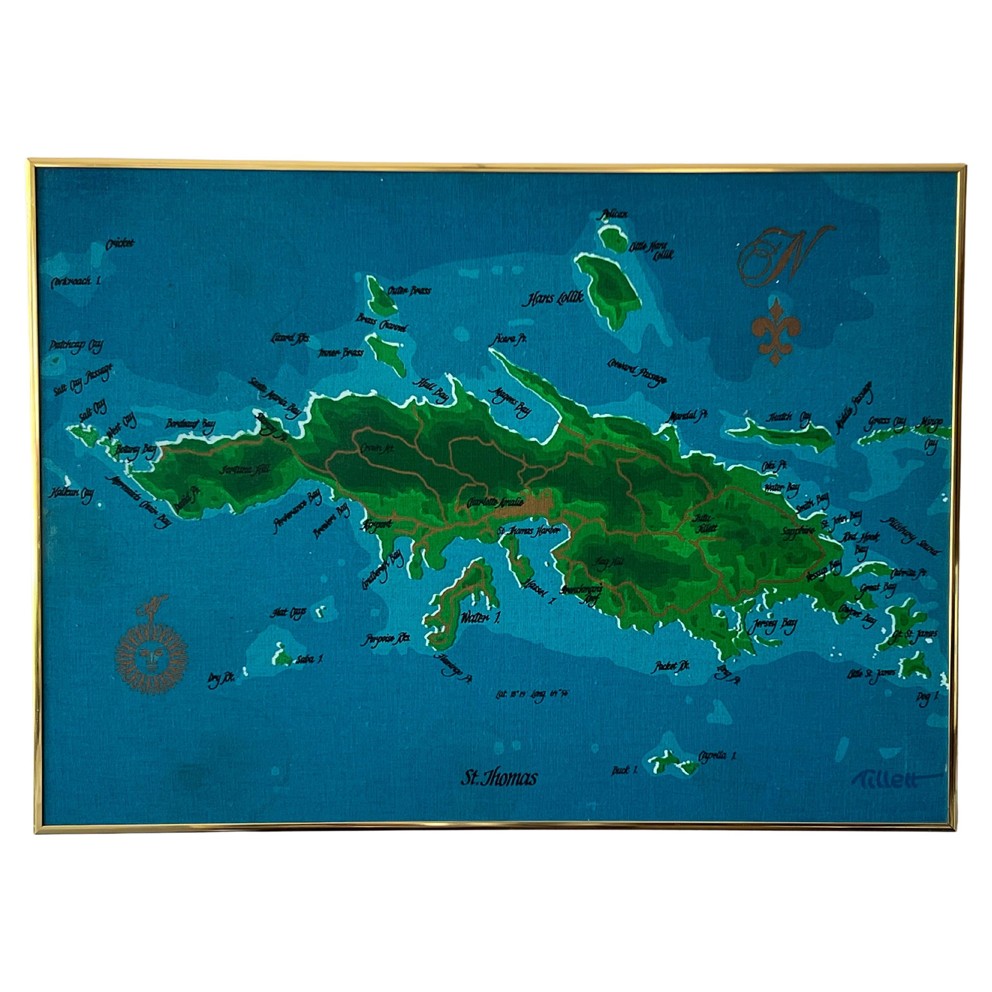 Vintage St.Thomas Caribe Serigrafía sobre lienzo Ca' 1970's