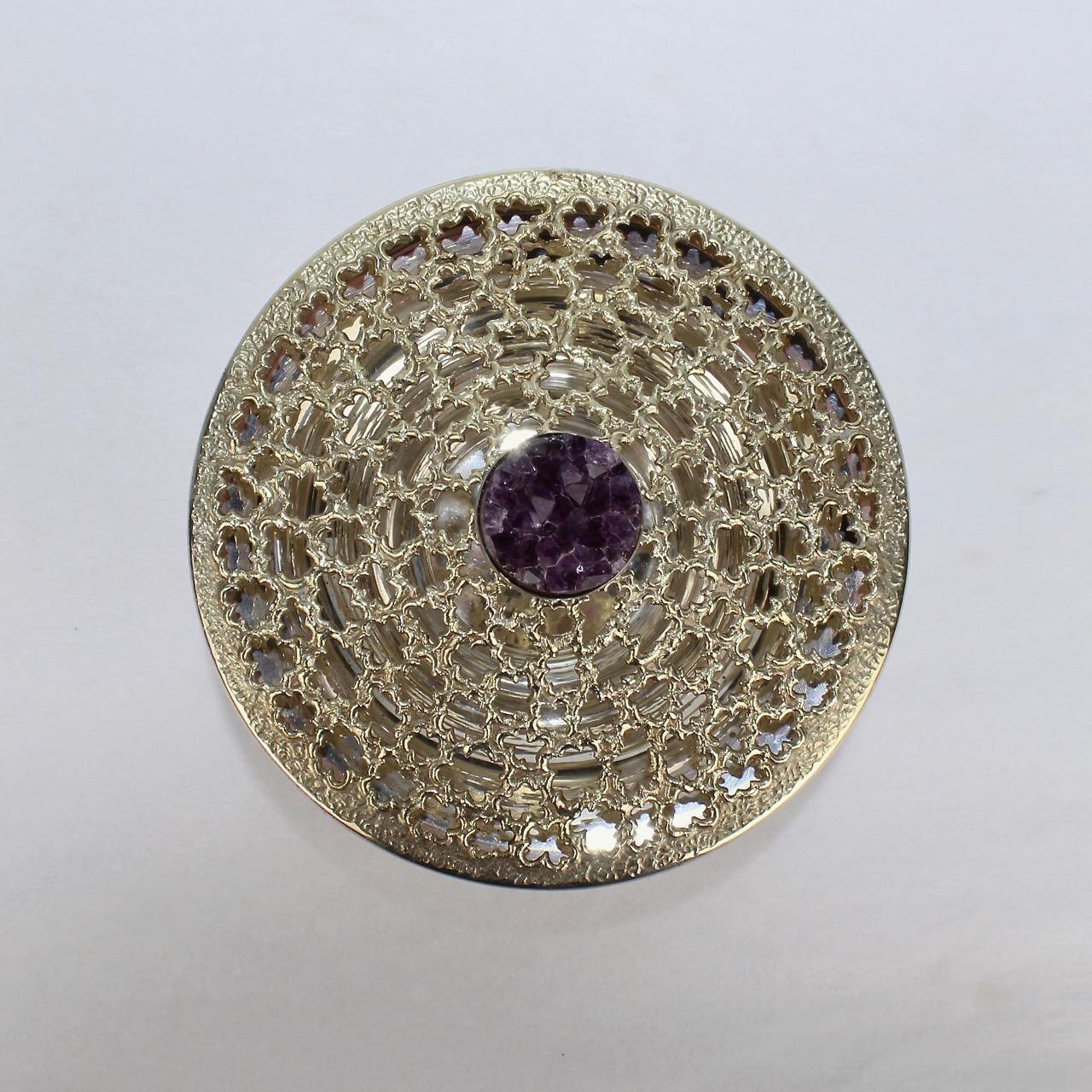 Vintage Stuart Devlin Sterling Silver and Amethyst Reticulated Covered Posy Bowl 6