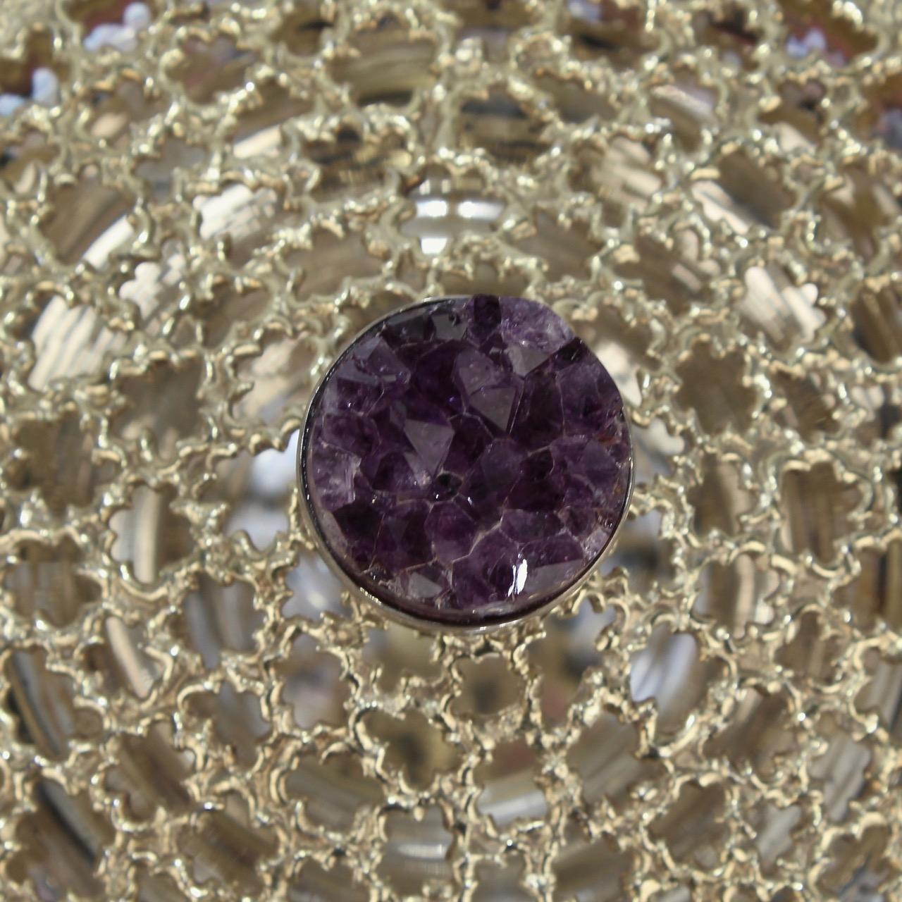 Vintage Stuart Devlin Sterling Silver and Amethyst Reticulated Covered Posy Bowl 9