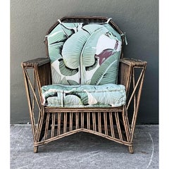 Vintage Stuck Rattan Lounge Chair in Stockwell Performance “Martinique”