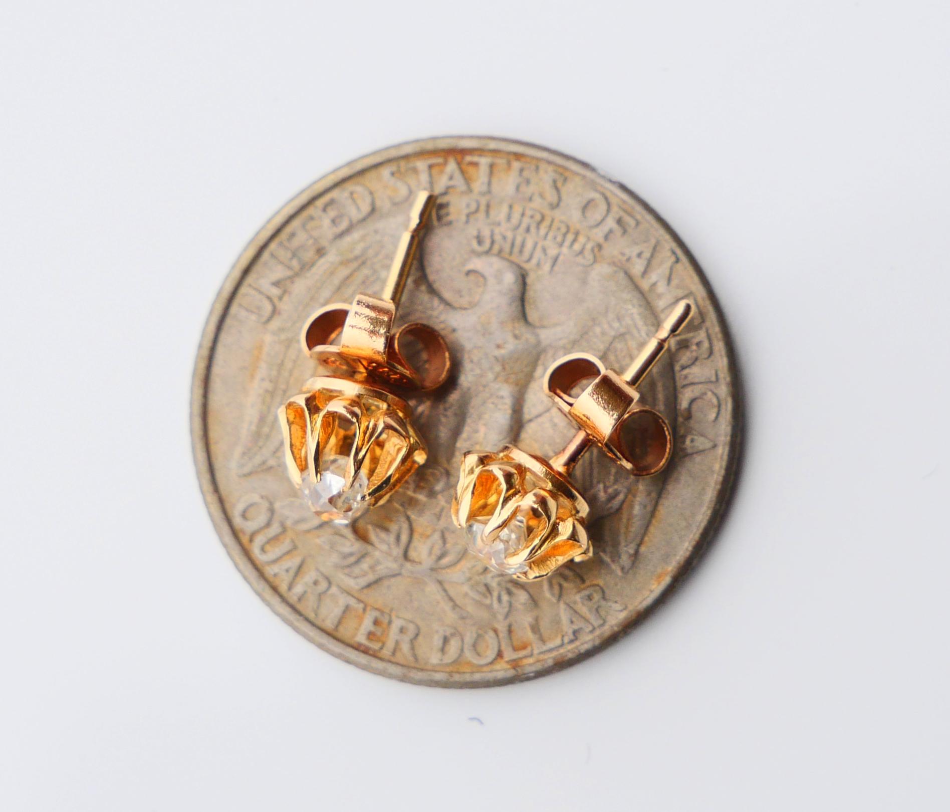 Vintage Ohrstecker Diamanten massiv 18 Gold/ 1.63gr im Angebot 5