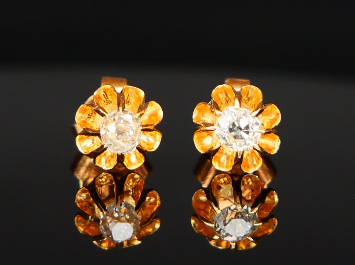 Vintage Ohrstecker Diamanten massiv 18 Gold/ 1.63gr Damen im Angebot
