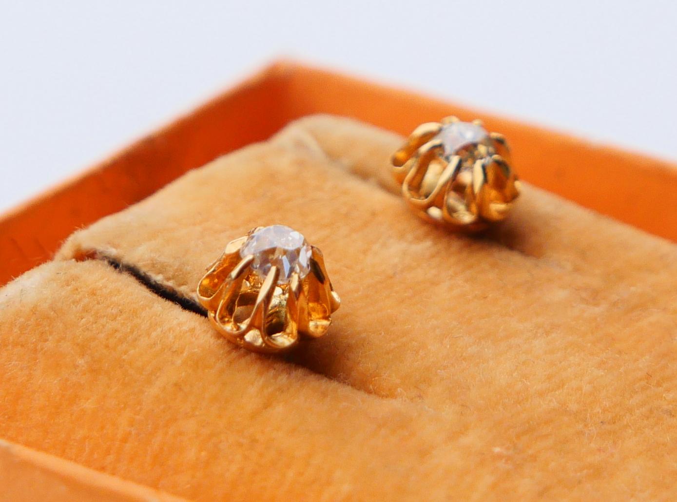 Vintage Ohrstecker Diamanten massiv 18 Gold/ 1.63gr im Angebot 1