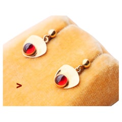 Vintage stud Earrings natural Citrine solid 18K Gold / 1.36gr