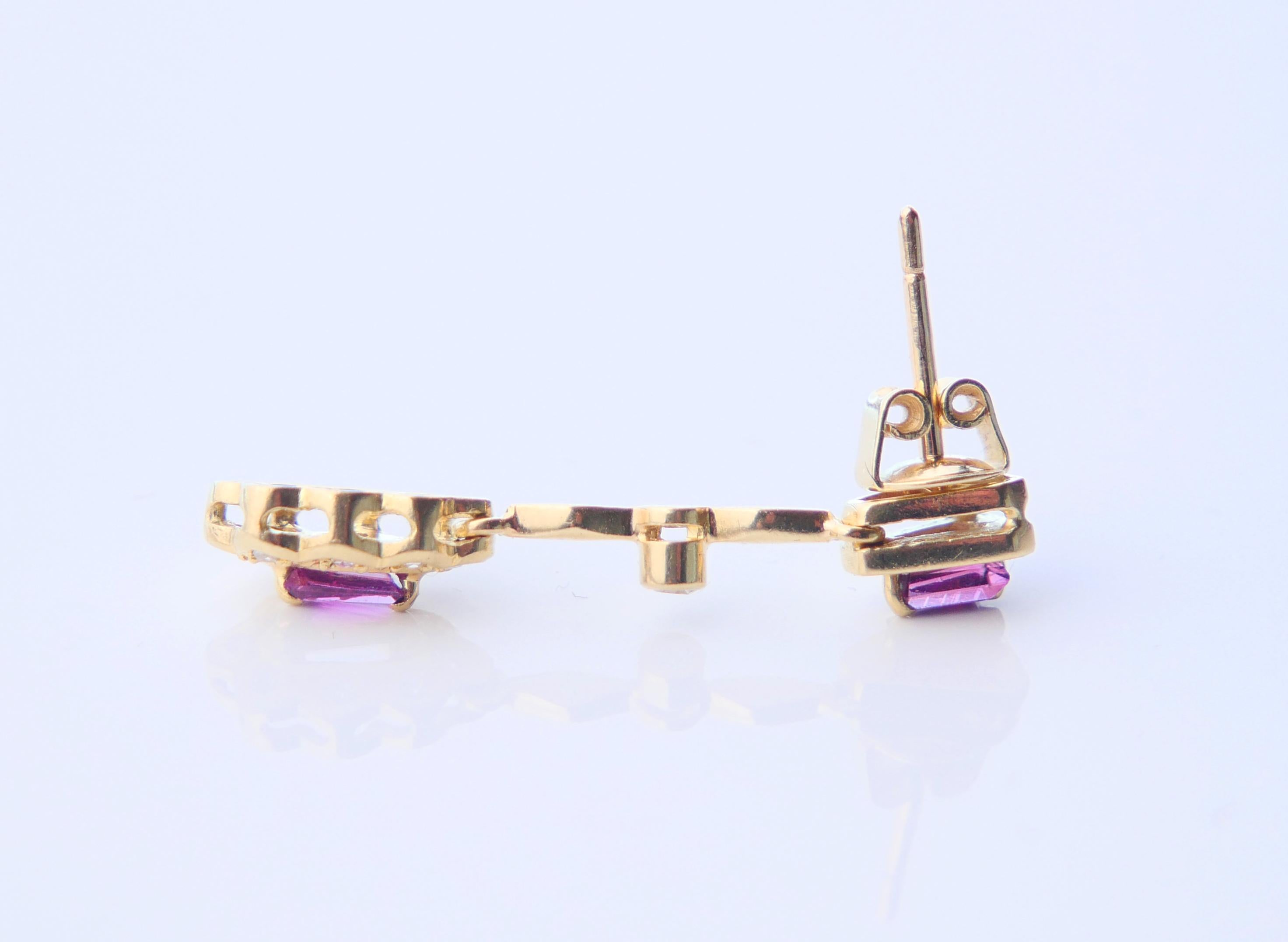 Ohrstecker im Vintage-Stil, natürlicher Rubin, Diamanten, massive 18 Karat Gold /4,7 gr im Angebot 1