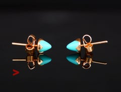Orecchini vintage con perno in Turchese naturale massiccio 18 Oro / 0,8 gr