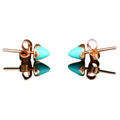 Boucles d
oreilles vintage Turquoise naturelle massif 18 Or / 0.8 gr