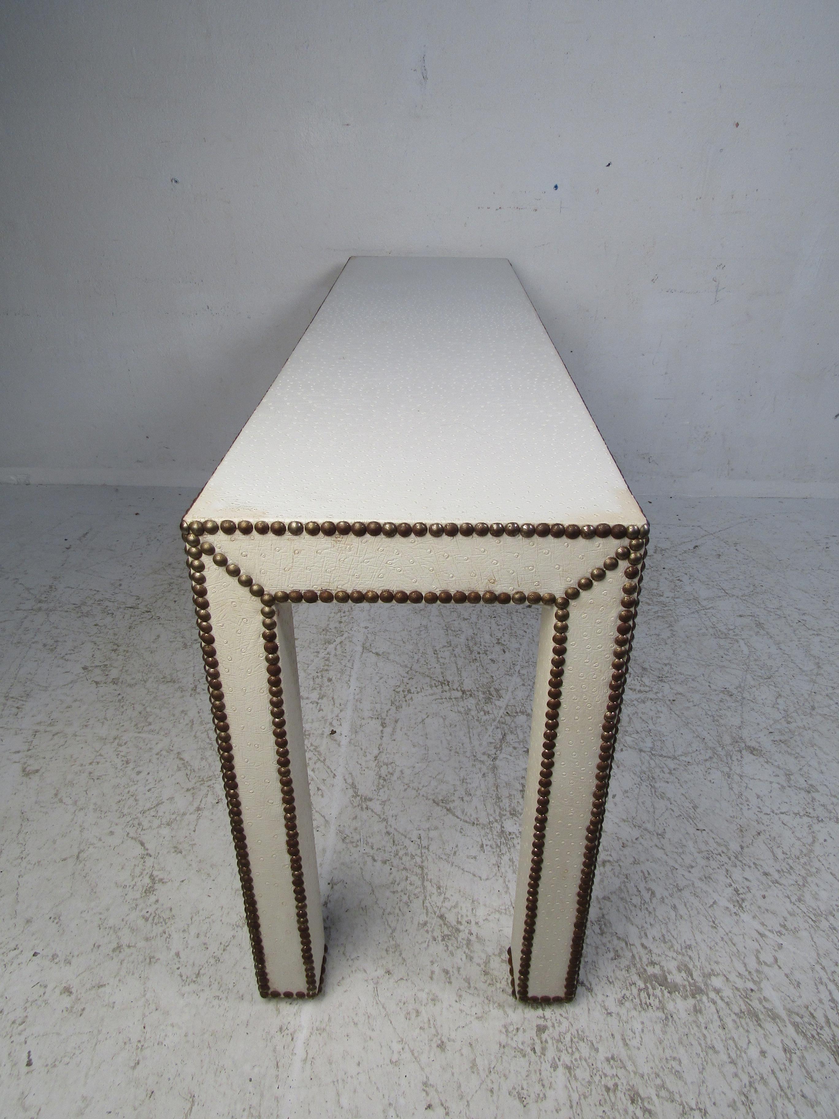 Mid-Century Modern Vintage Studded Console Table For Sale