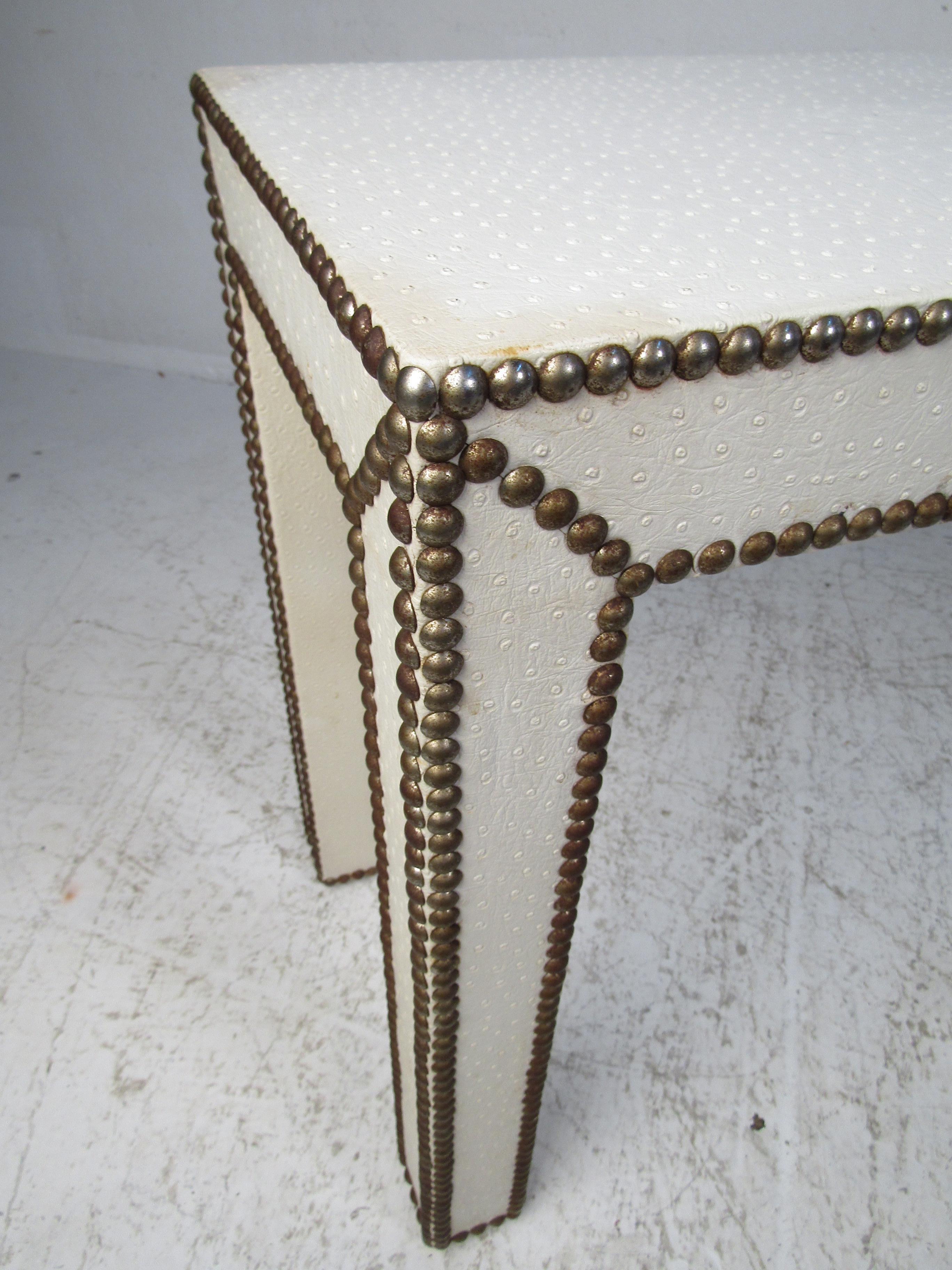 Vintage Studded Console Table In Good Condition For Sale In Brooklyn, NY