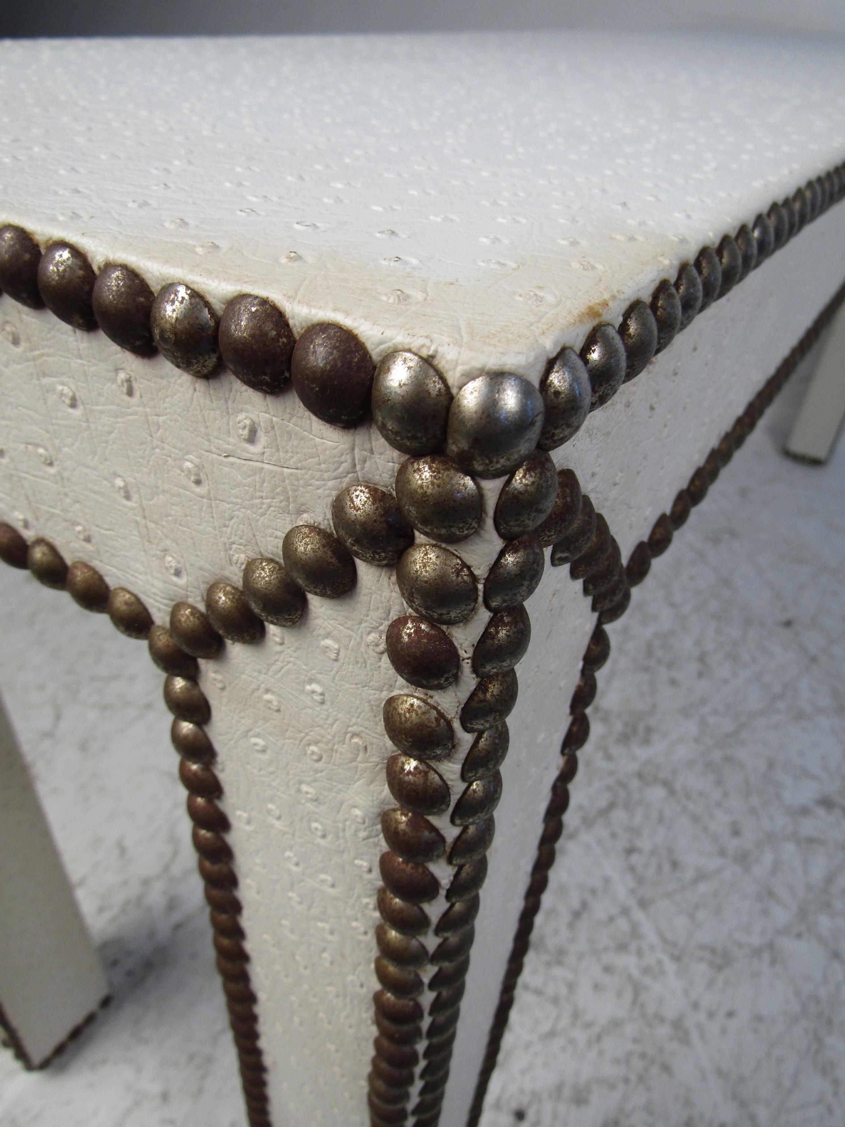 Vintage Studded Console Table For Sale 2