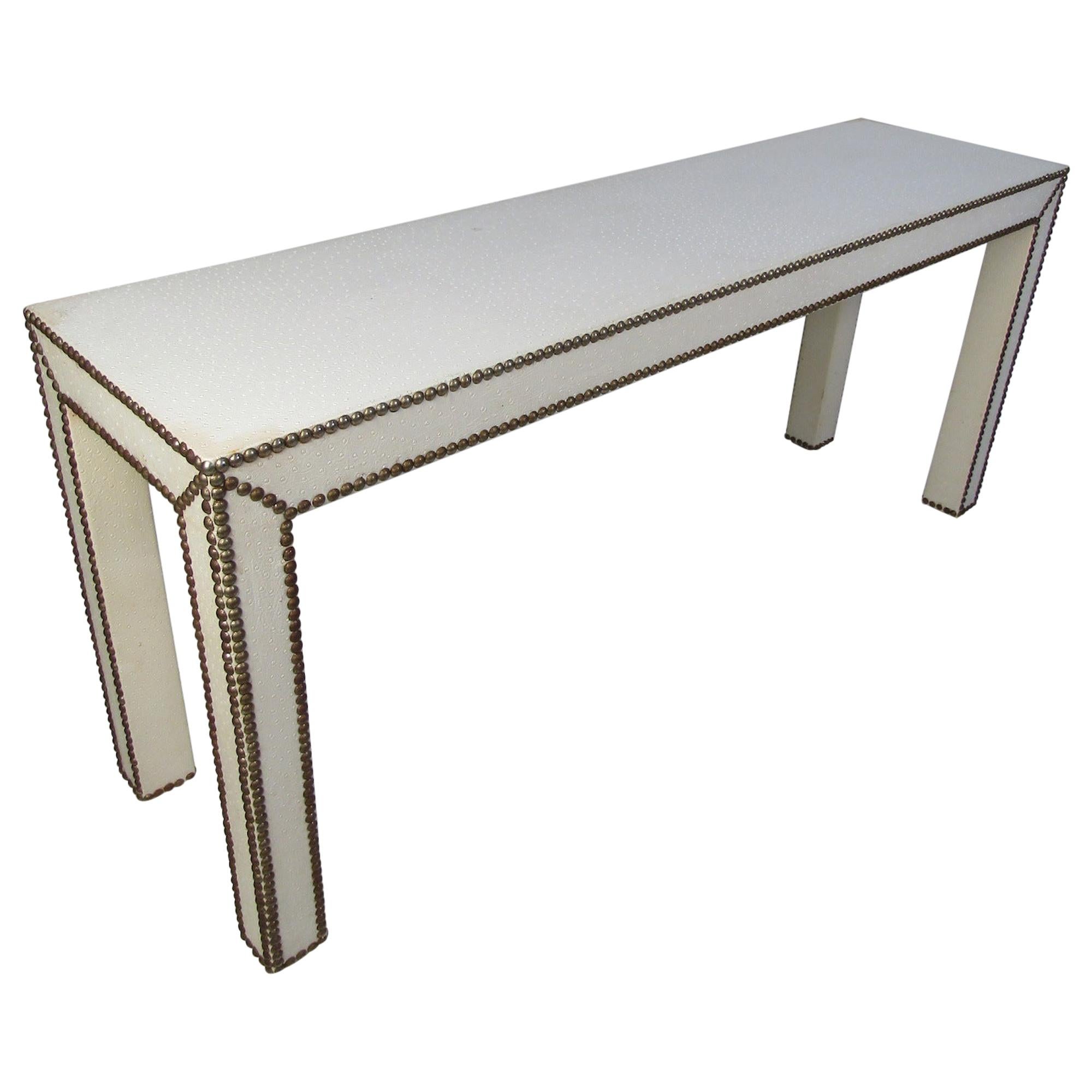 Vintage Studded Console Table For Sale