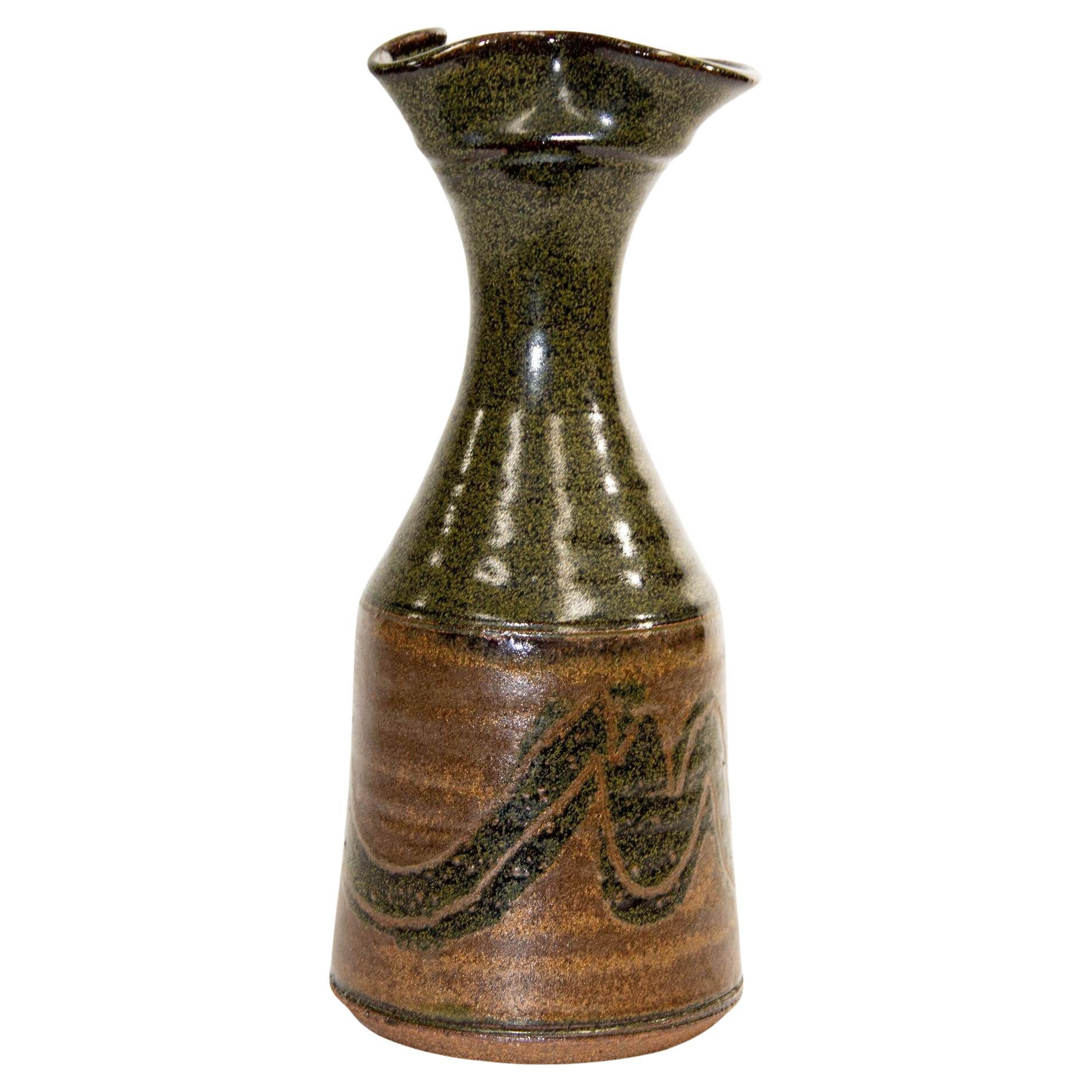 Vase en poterie de grès vintage de Studio California Design, années 1960