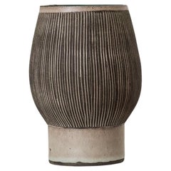 Vintage Studio Ceramic Vase, Gray and Beige, 1970s