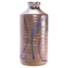 Jarrón Botella Vintage Studio Ceramics - Esmalte quemado natural