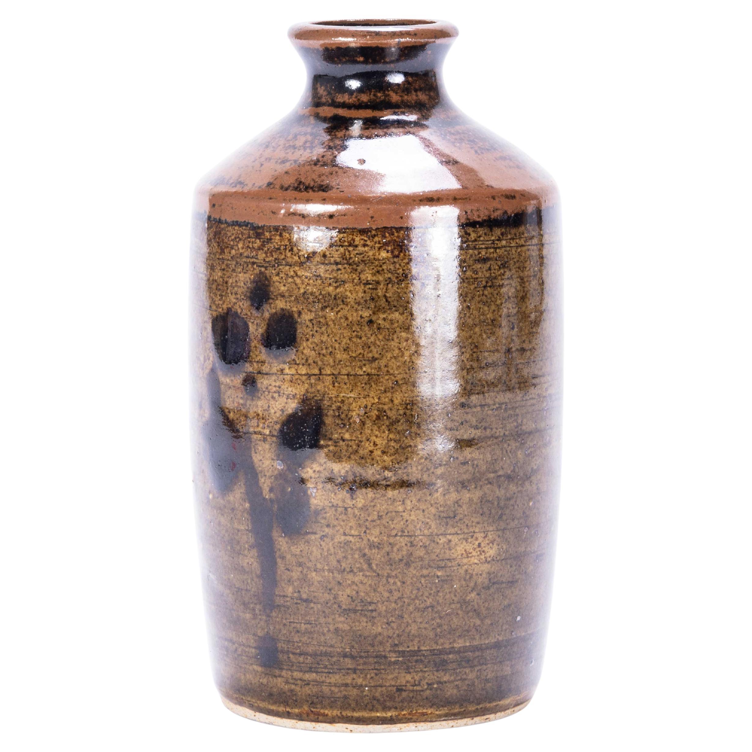 Vintage Studio Ceramics Flaschenvase - Natürliche dekorierte Glasur