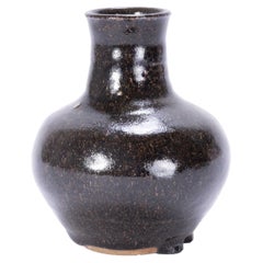 Vintage Studio Ceramics Organic Stem Vase - Dunkle Erde Glasur