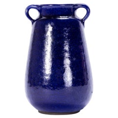 Vintage Studio Ceramics Organic Two Handle Vase - Deep Blue Glaze