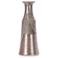Vintage Studio Ceramics Tall Ribbed Vase – Natural Earth Glaze