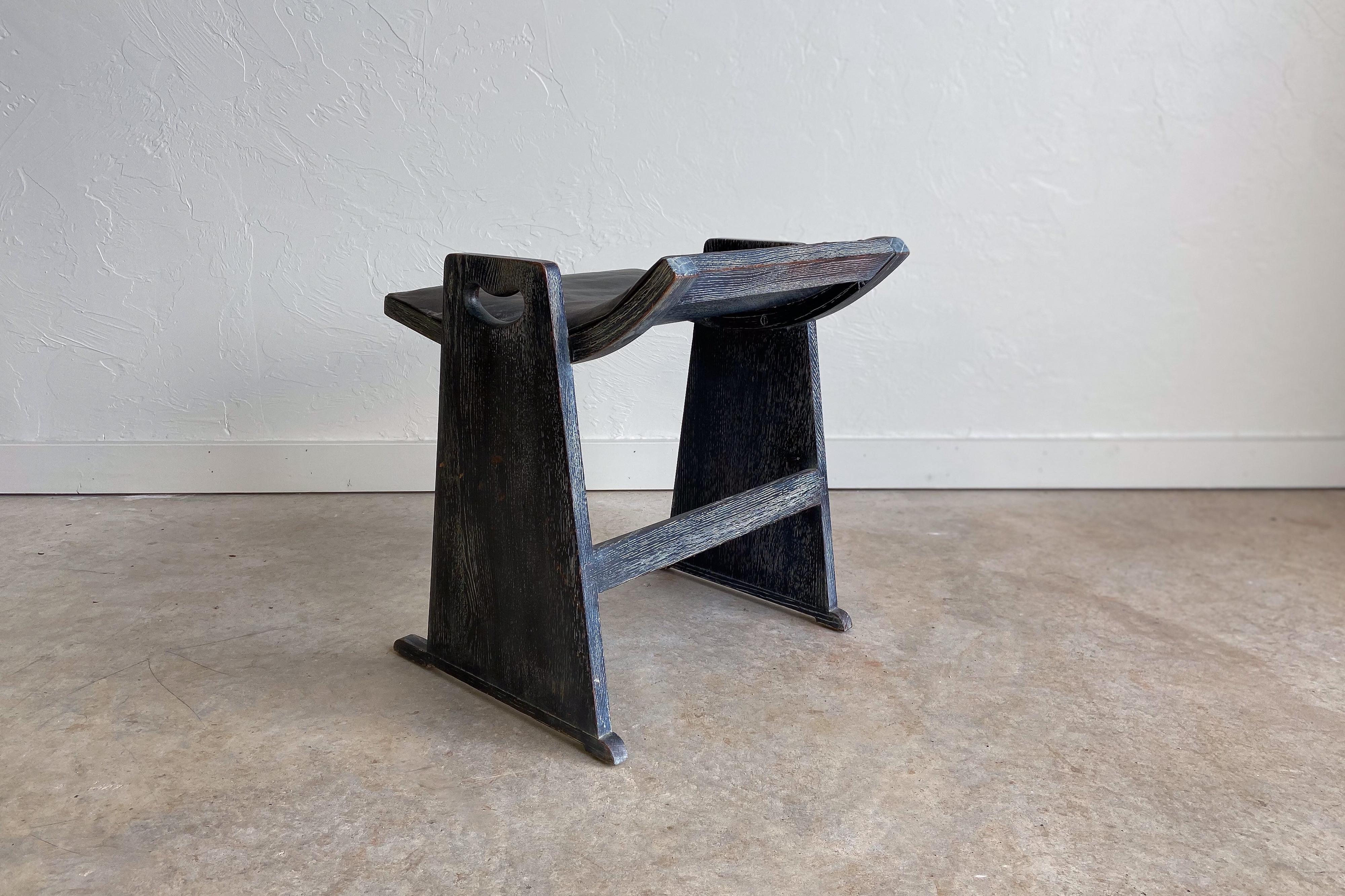 North American Vintage Studio Craft Cerused Ebonized Oak Vanity Chair