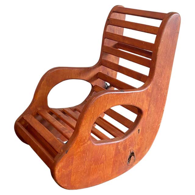 Tree Pattern Rocker Recliner Slated Wood and Tree Branch Artist Studio Rocking Chair at 1stDibs ...