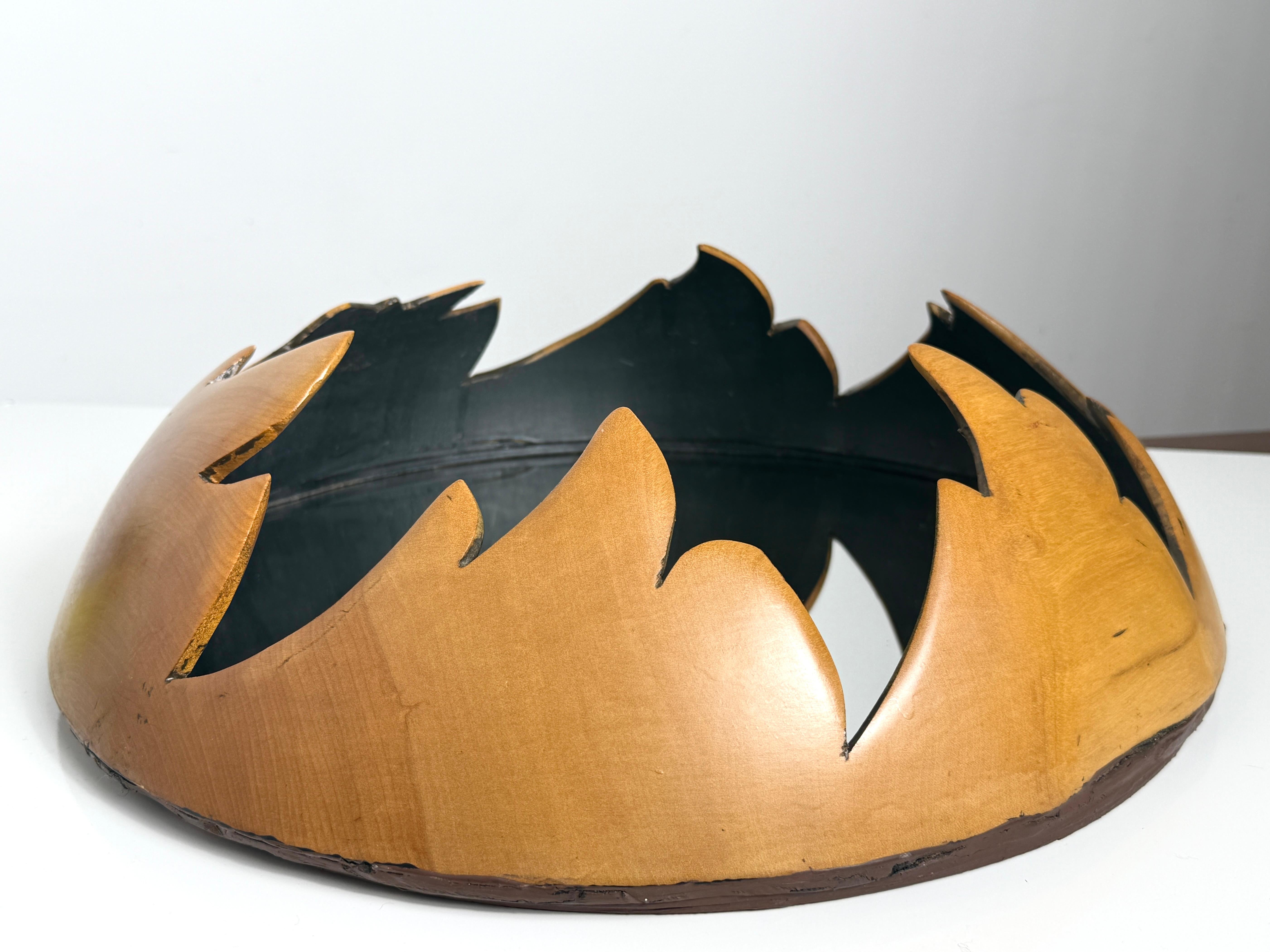 Amerikanische brutalistische amerikanische Studio Craft-Wandspiegel-Skulptur aus rundem Holz, 1980er Jahre im Angebot 3