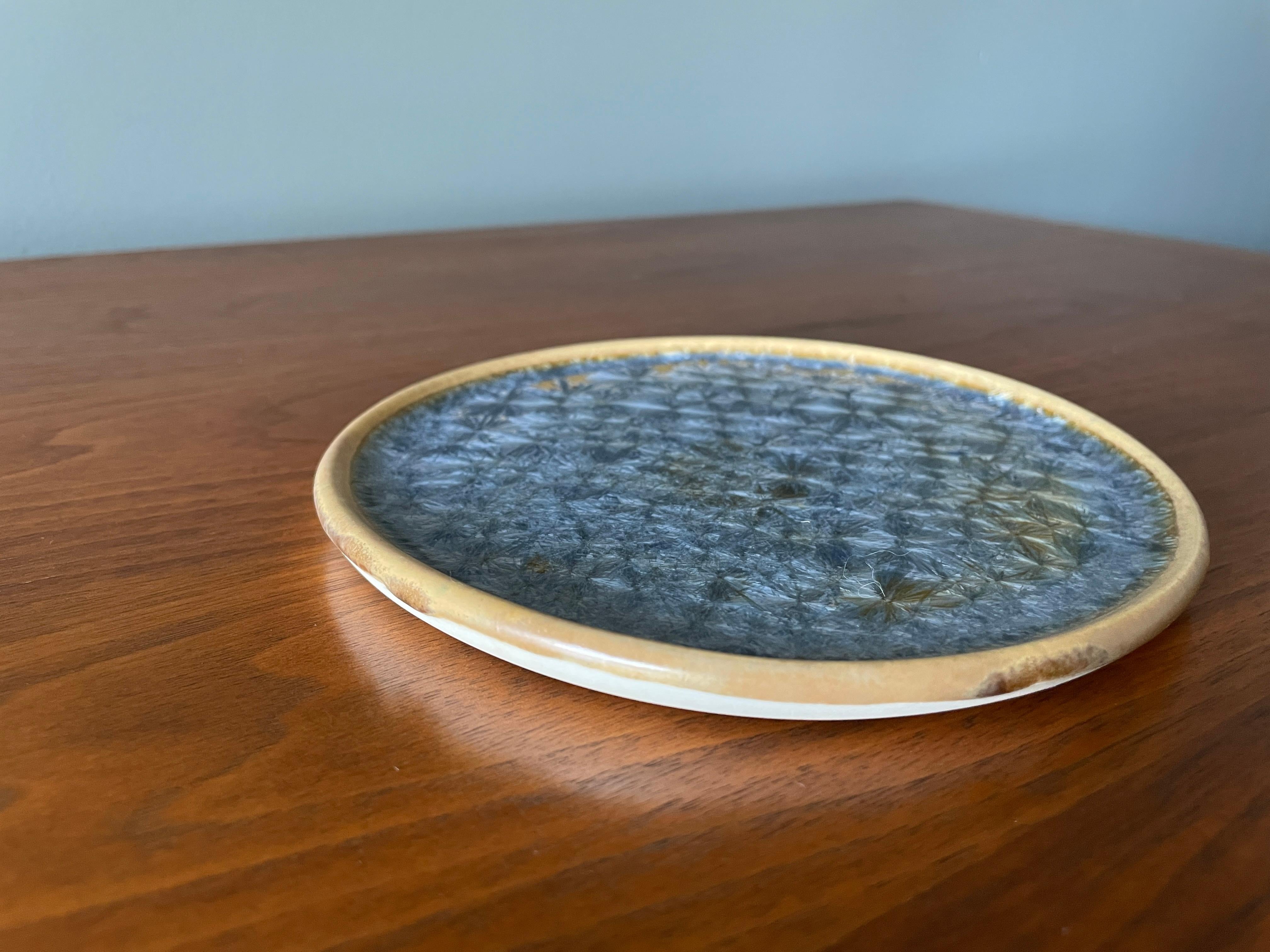 Mid-Century Modern Vintage Studio Crafted Ceramic and Glass Decorative Plate For Sale