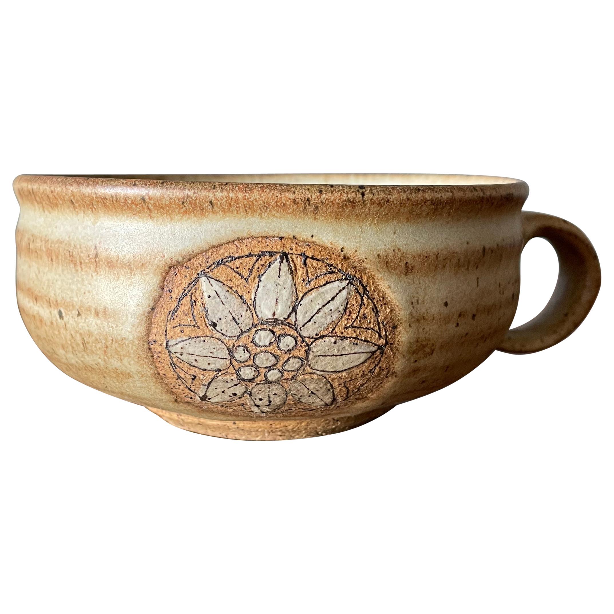 Handmade ceramic wheel thrown Peace Bowl Crafted in 2001.