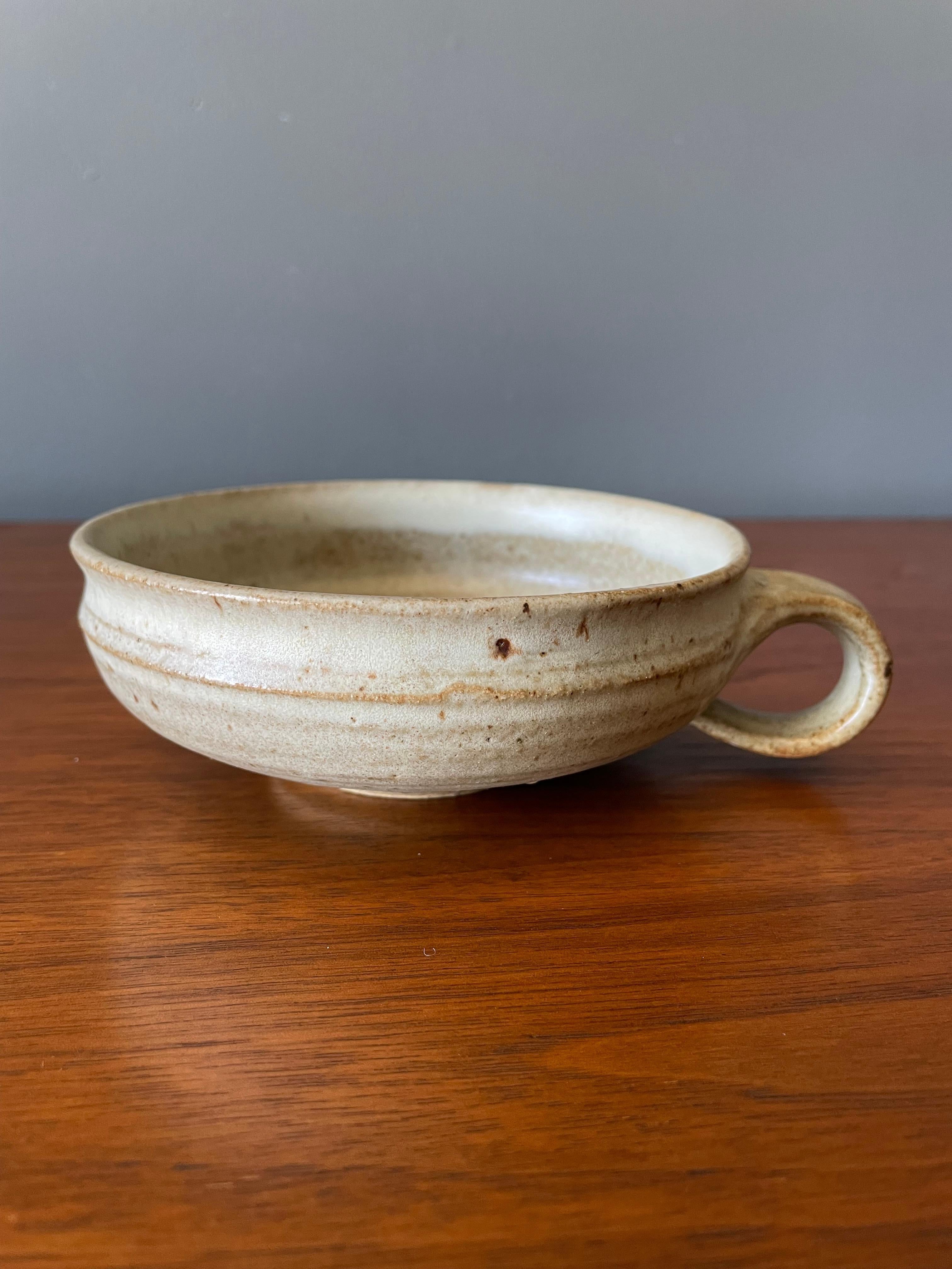 Mid-Century Modern Vintage Studio Crafted Ceramic Coffee Mug circa 1970s