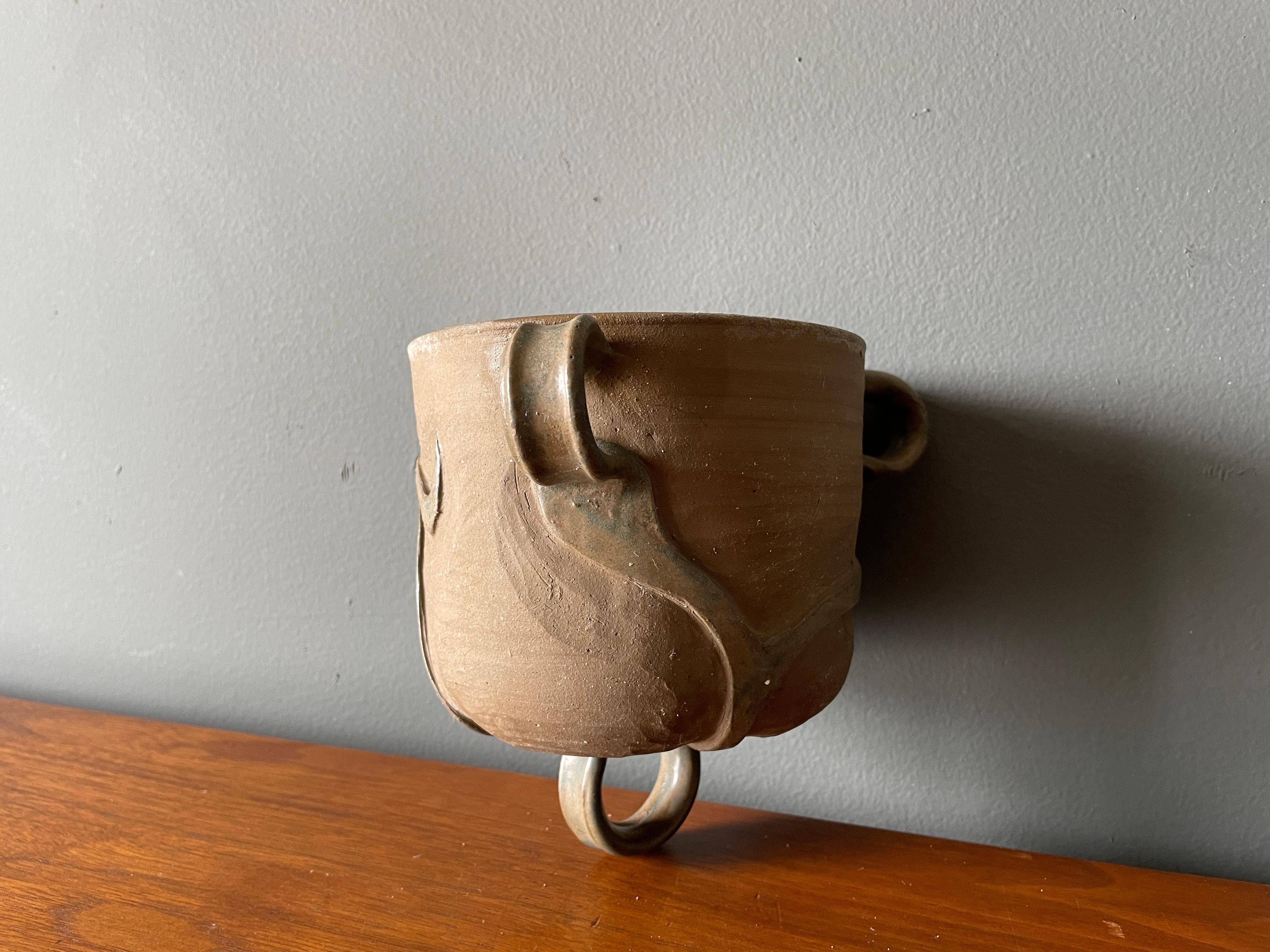Vintage Studio Crafted Hanging Ceramic Planter by Pat Helmuth circa 1970s  In Good Condition In Costa Mesa, CA