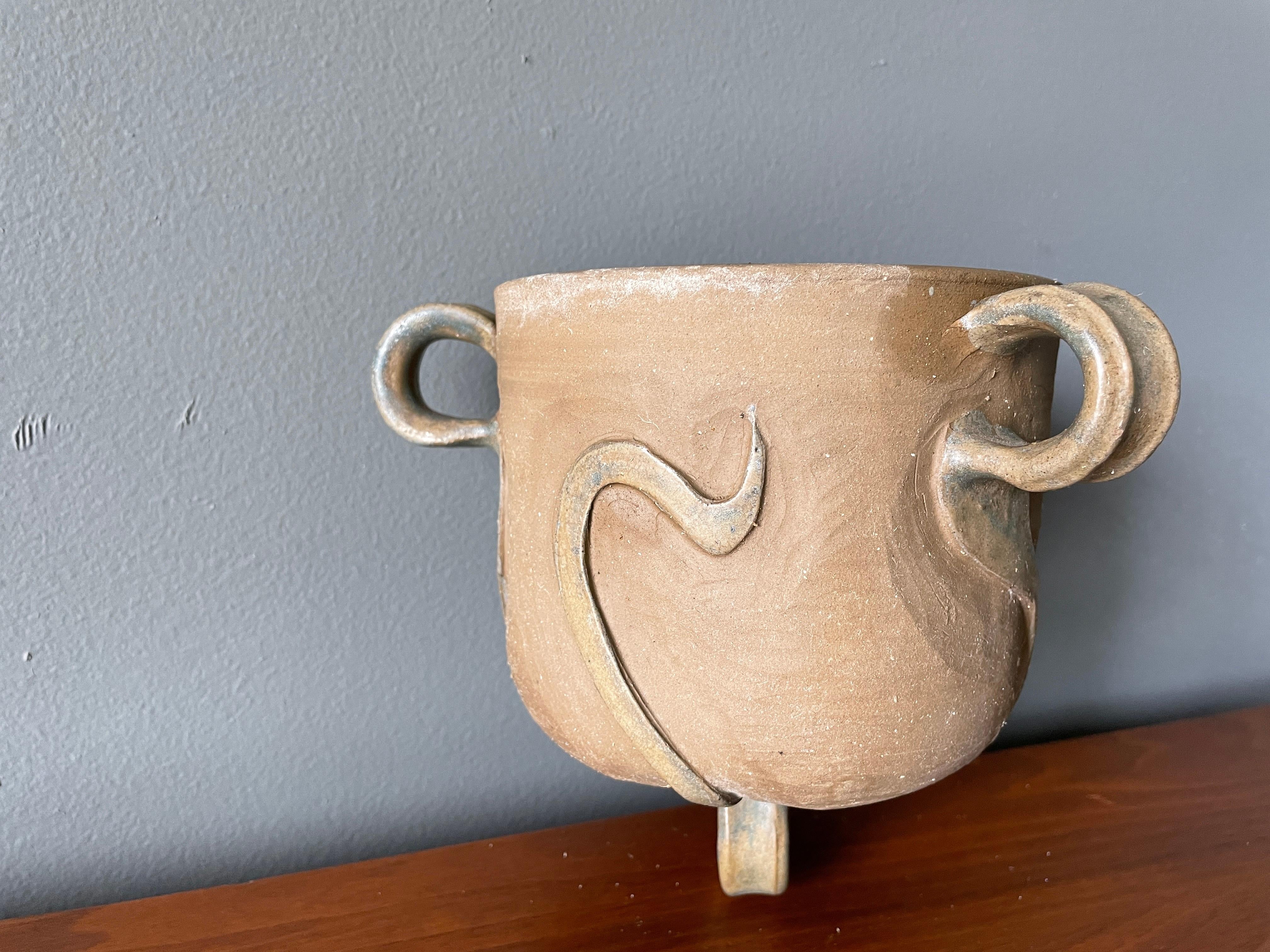 20th Century Vintage Studio Crafted Hanging Ceramic Planter by Pat Helmuth circa 1970s 