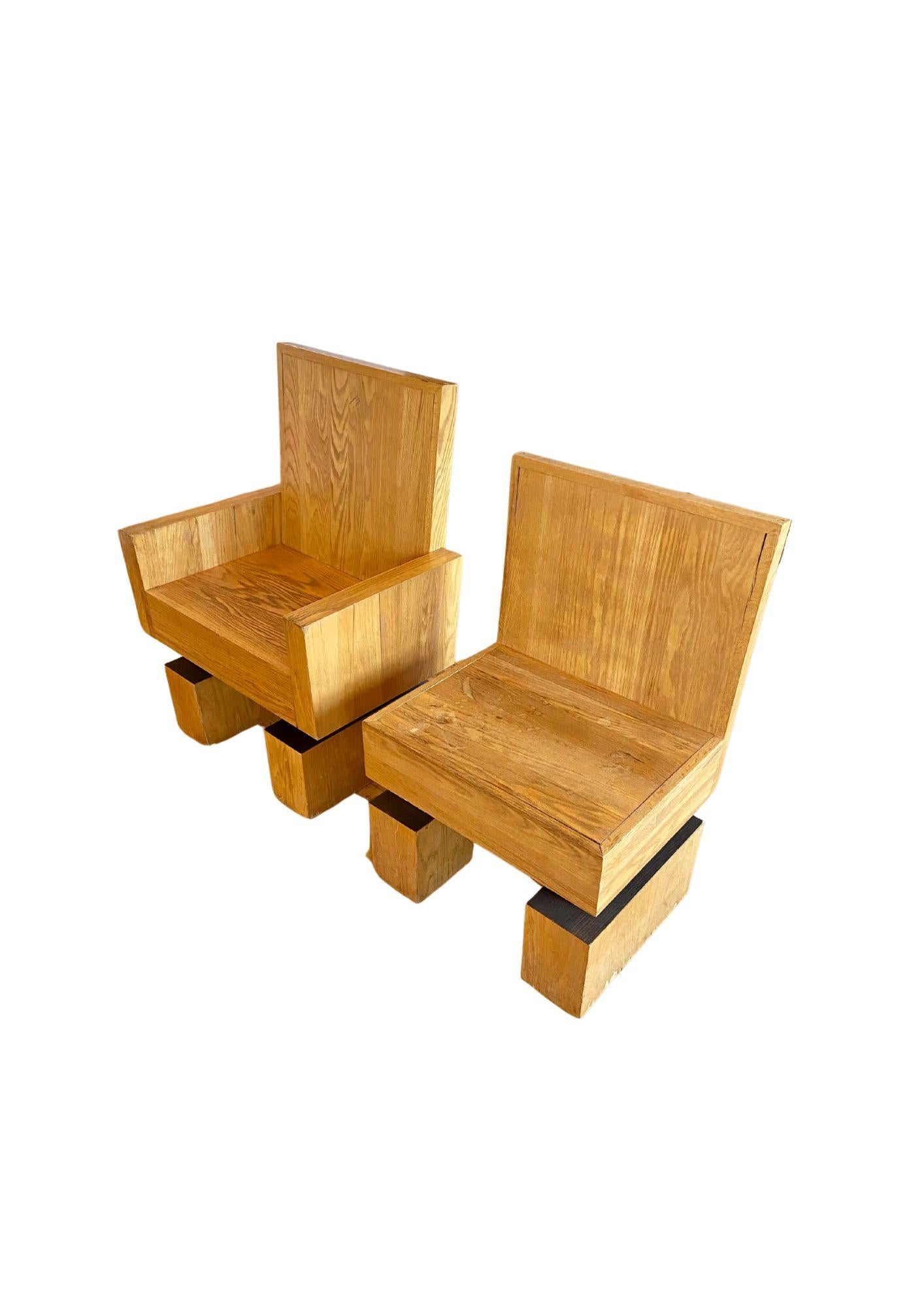 North American Vintage Studio Crafted Oak Side Chairs, Circa 1970 For Sale