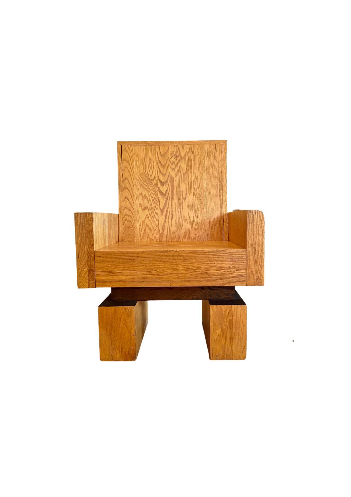 Vintage Studio Crafted Oak Side Chairs, Circa 1970 In Good Condition For Sale In Chicago, IL