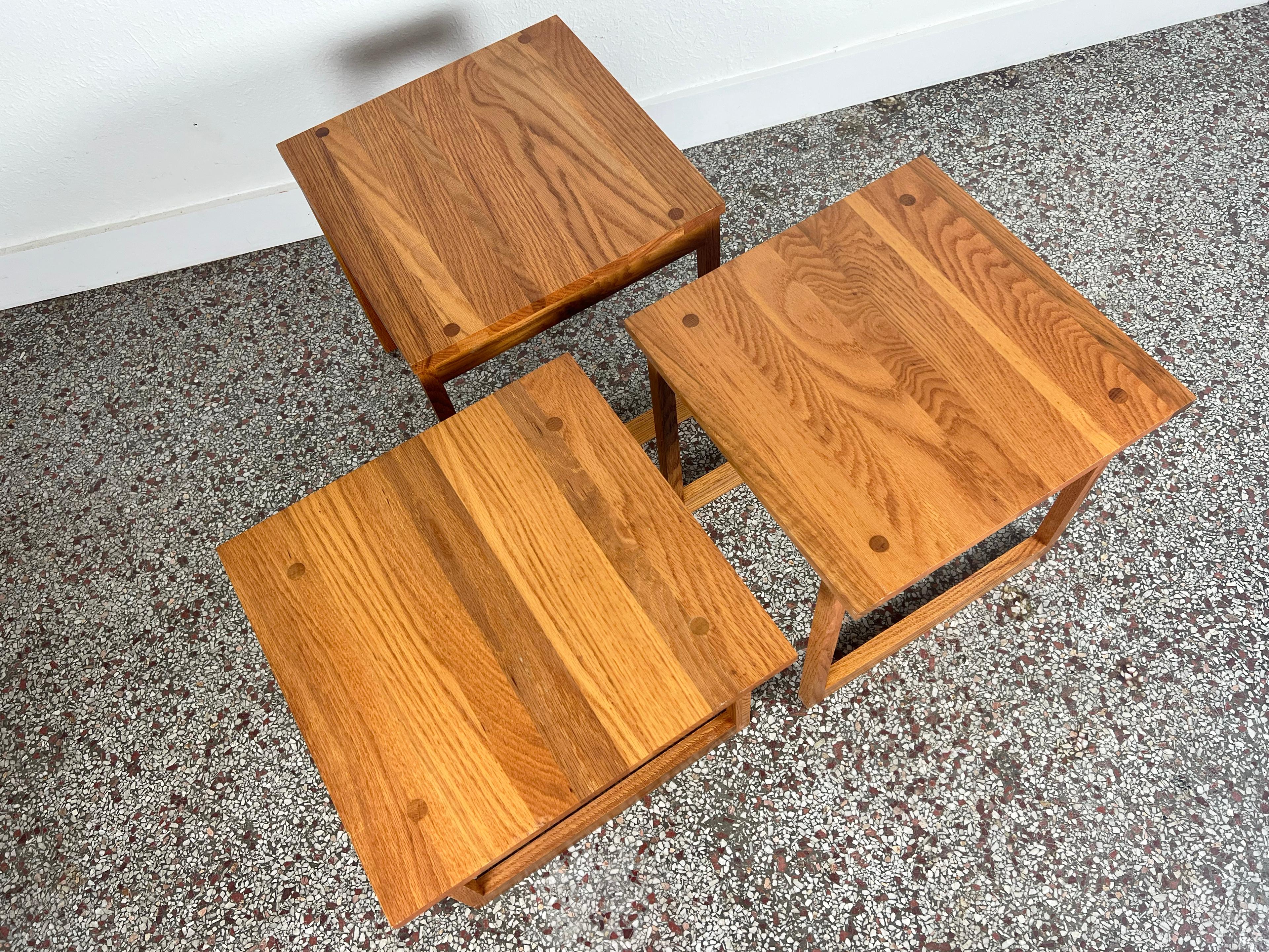  Vintage Studio Crafted Solid Oak Cube of Nesting Tables For Sale 4