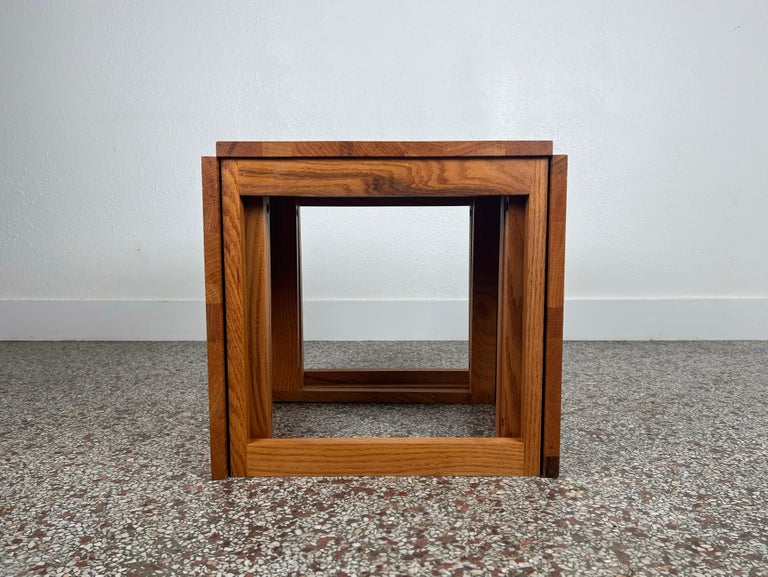 Vintage Studio Crafted Solid Oak Cube of Nesting Tables For Sale at 1stDibs