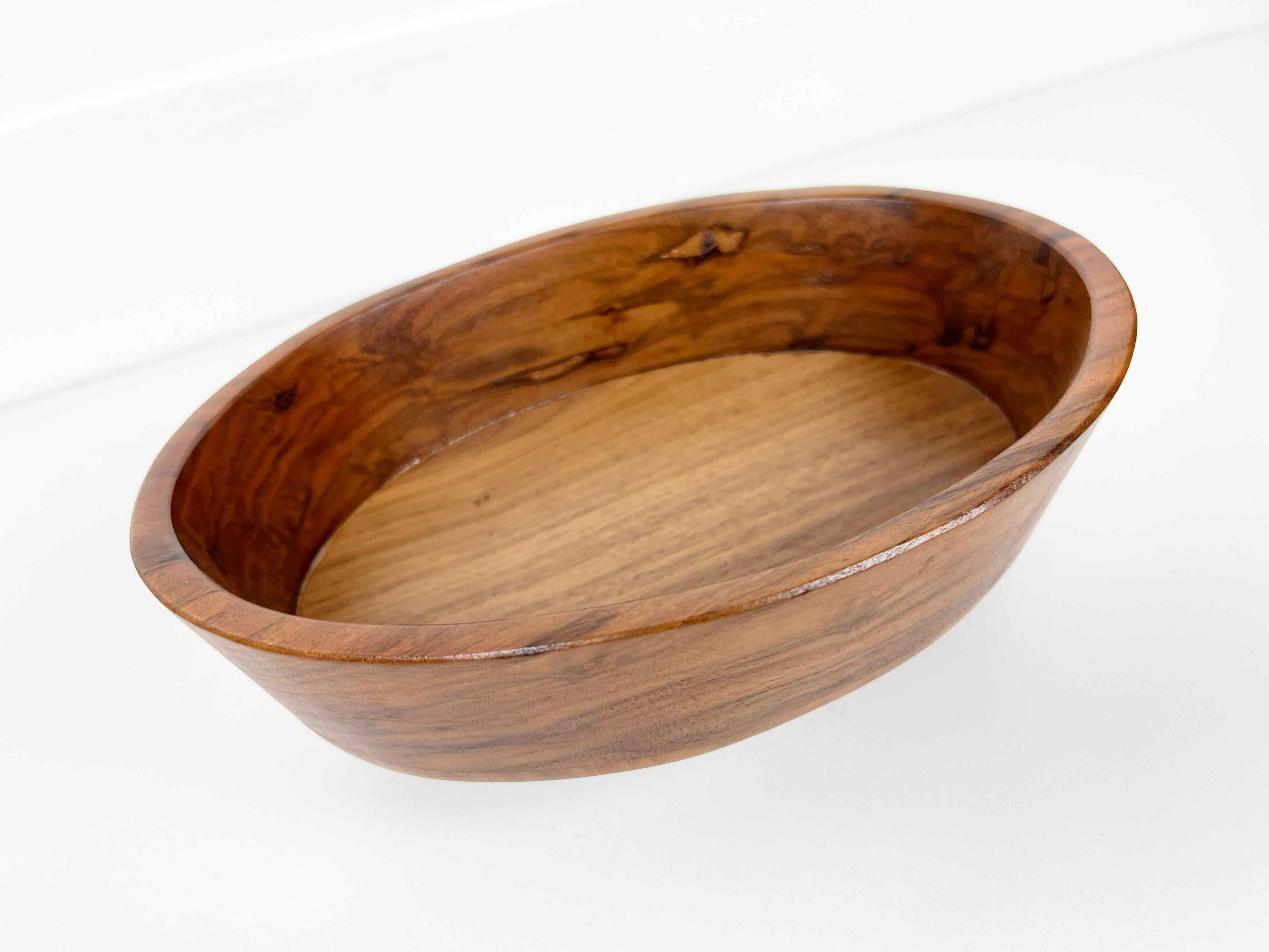 Mid-Century Modern Vintage Studio Crafted Walnut Footed Bowl For Sale