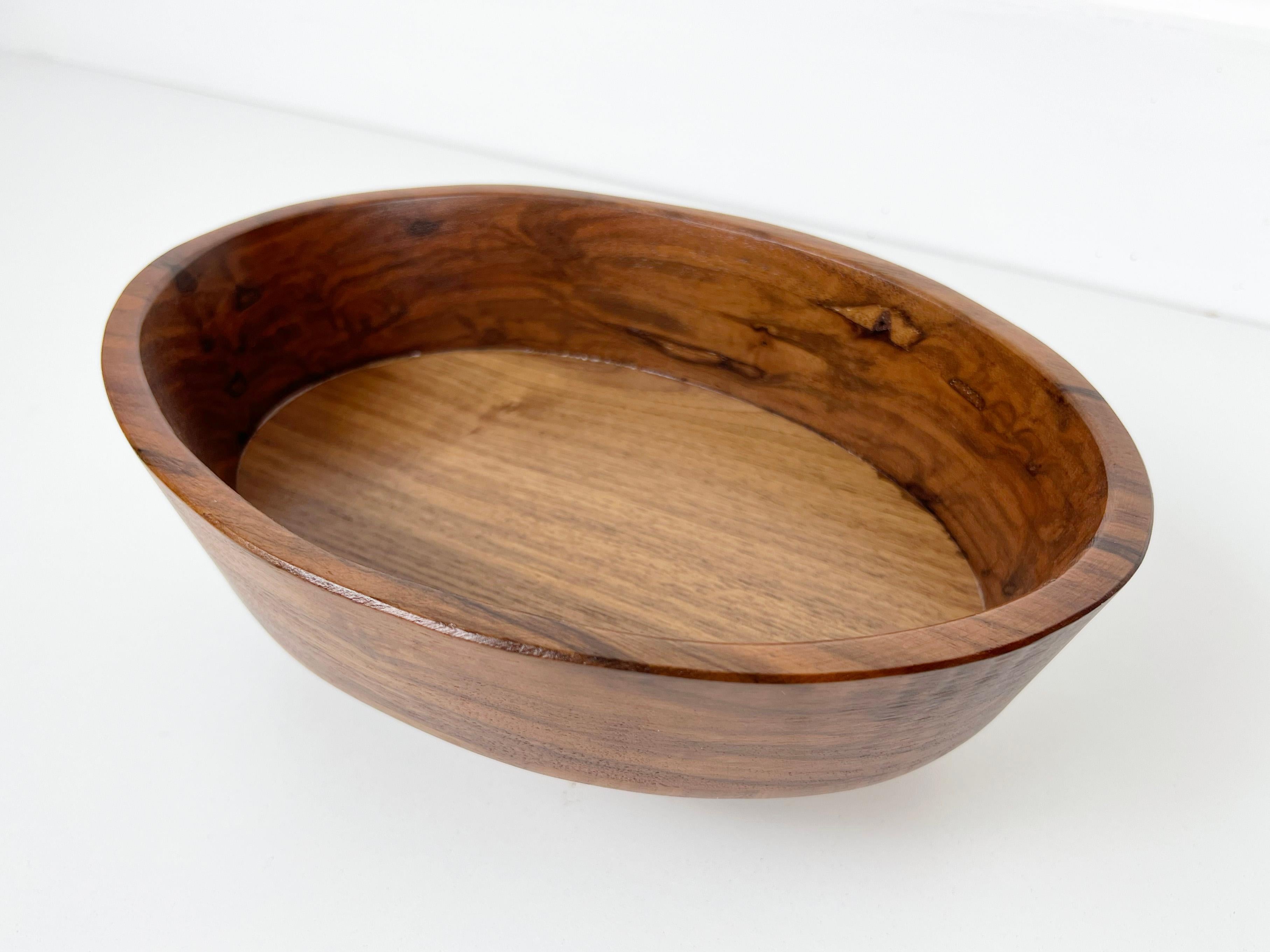 American Vintage Studio Crafted Walnut Footed Bowl For Sale