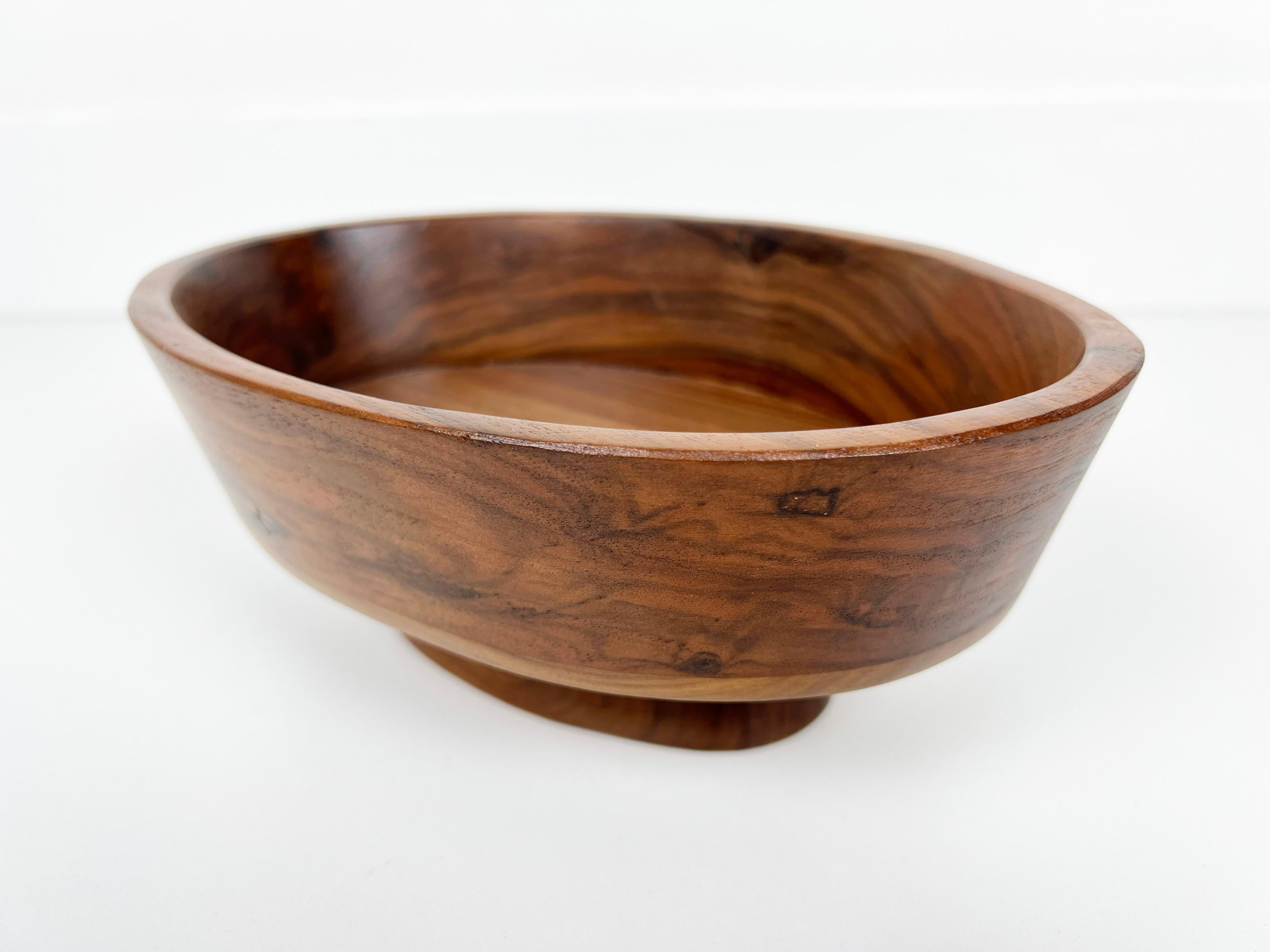 20th Century Vintage Studio Crafted Walnut Footed Bowl For Sale