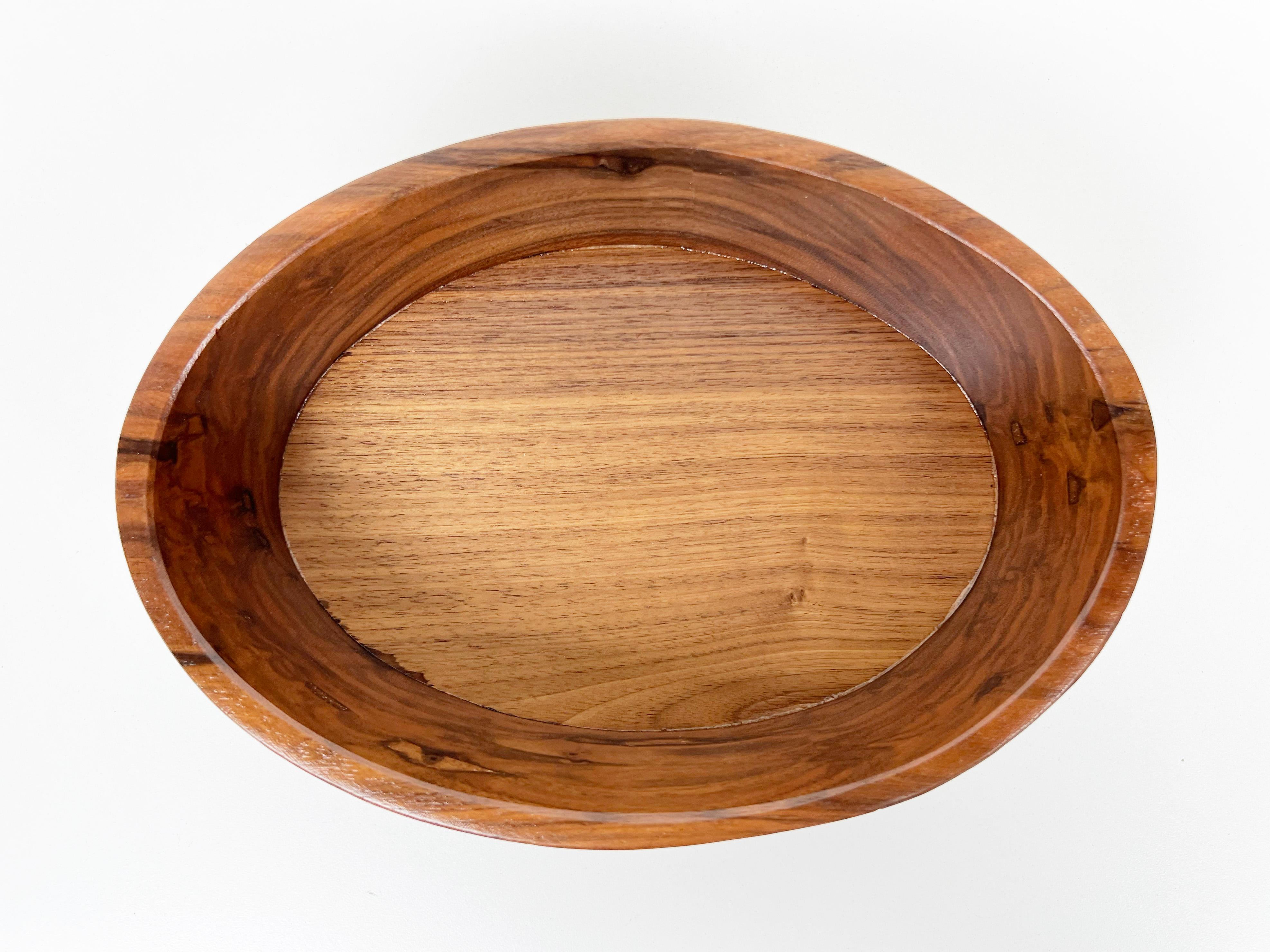 Vintage Studio Crafted Walnut Footed Bowl For Sale 2