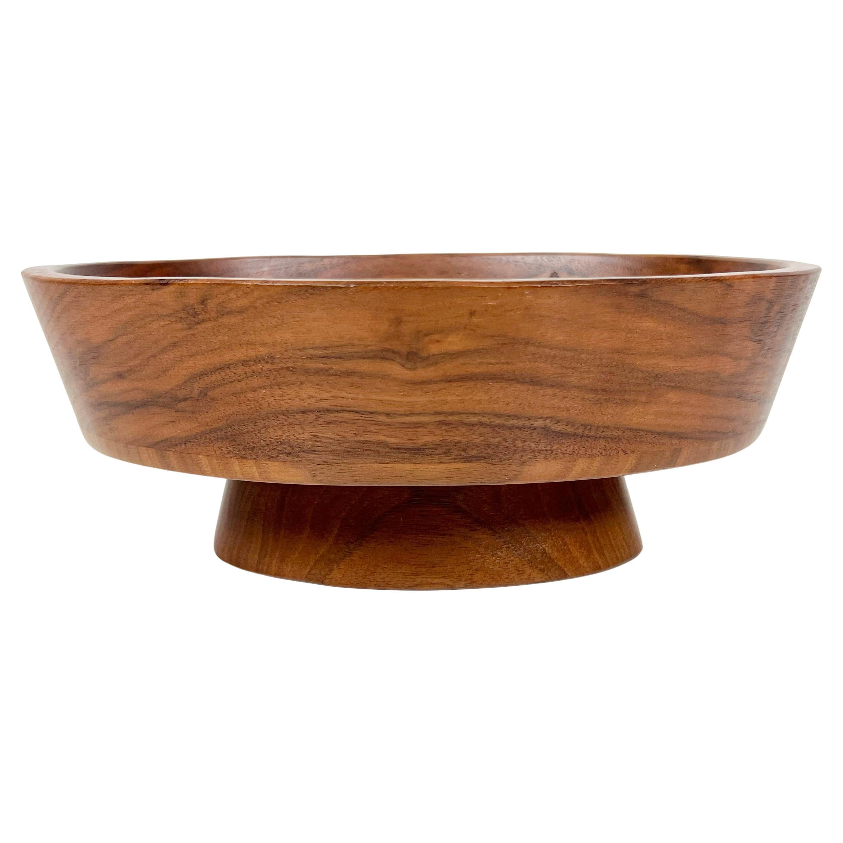 Vintage Studio Crafted Walnut Footed Bowl For Sale