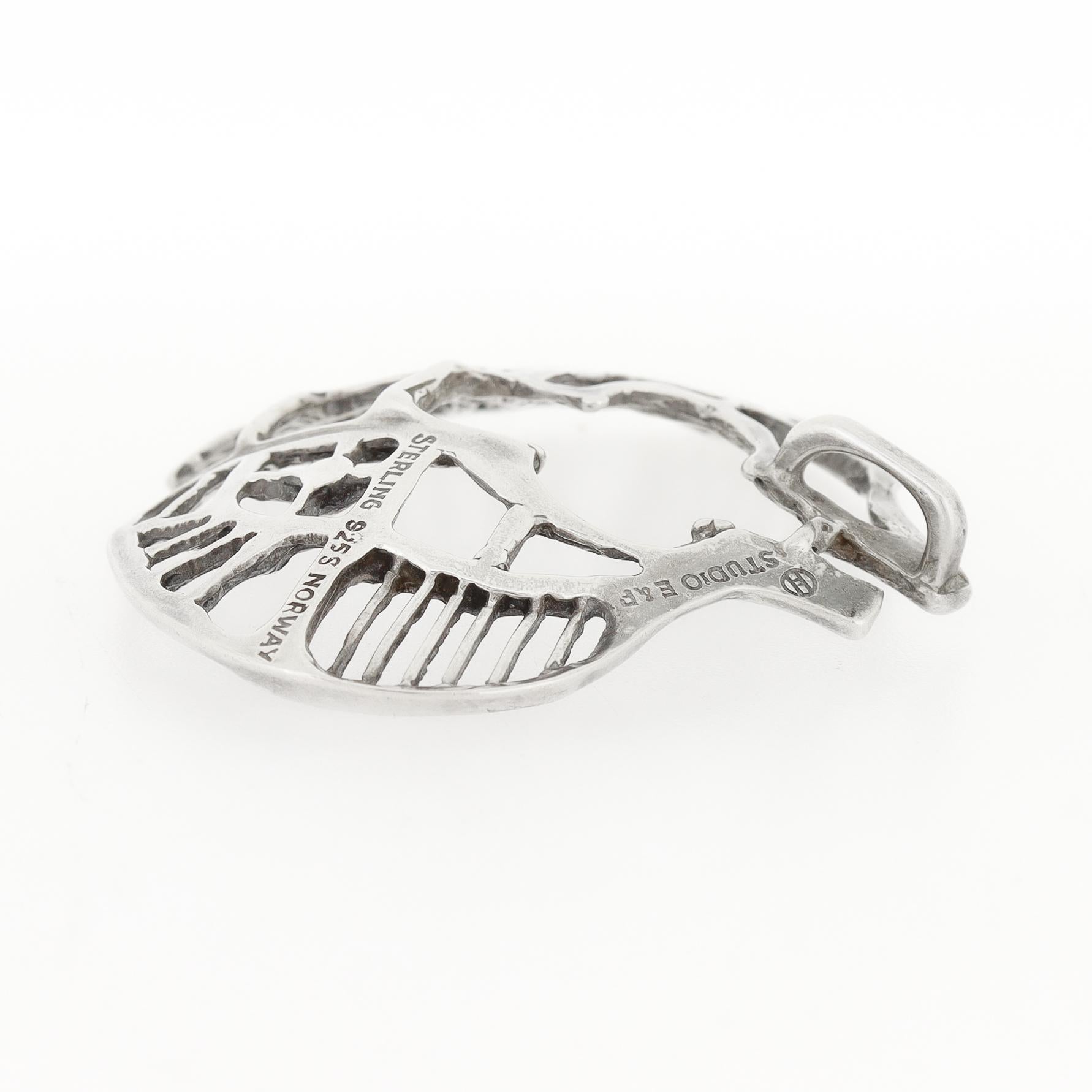 Vintage Studio Else & Paul Scandanavian Modern Sterling Silber Halskette Anhänger im Angebot 5
