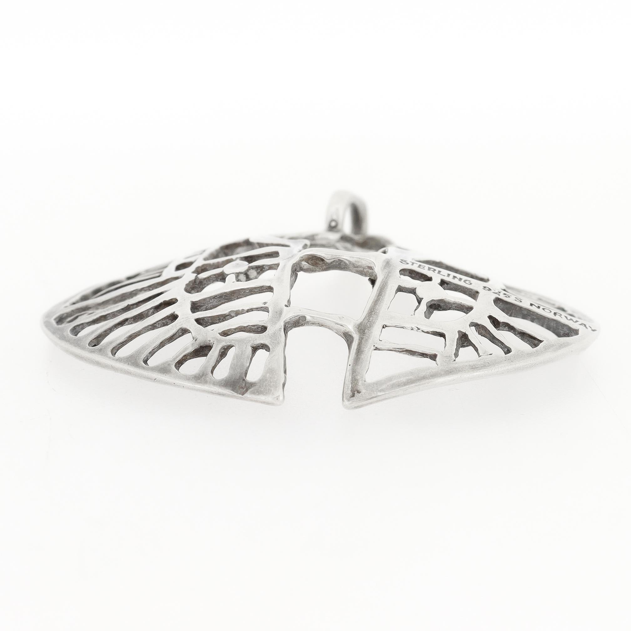 Vintage Studio Else & Paul Scandanavian Modern Sterling Silber Halskette Anhänger im Angebot 4