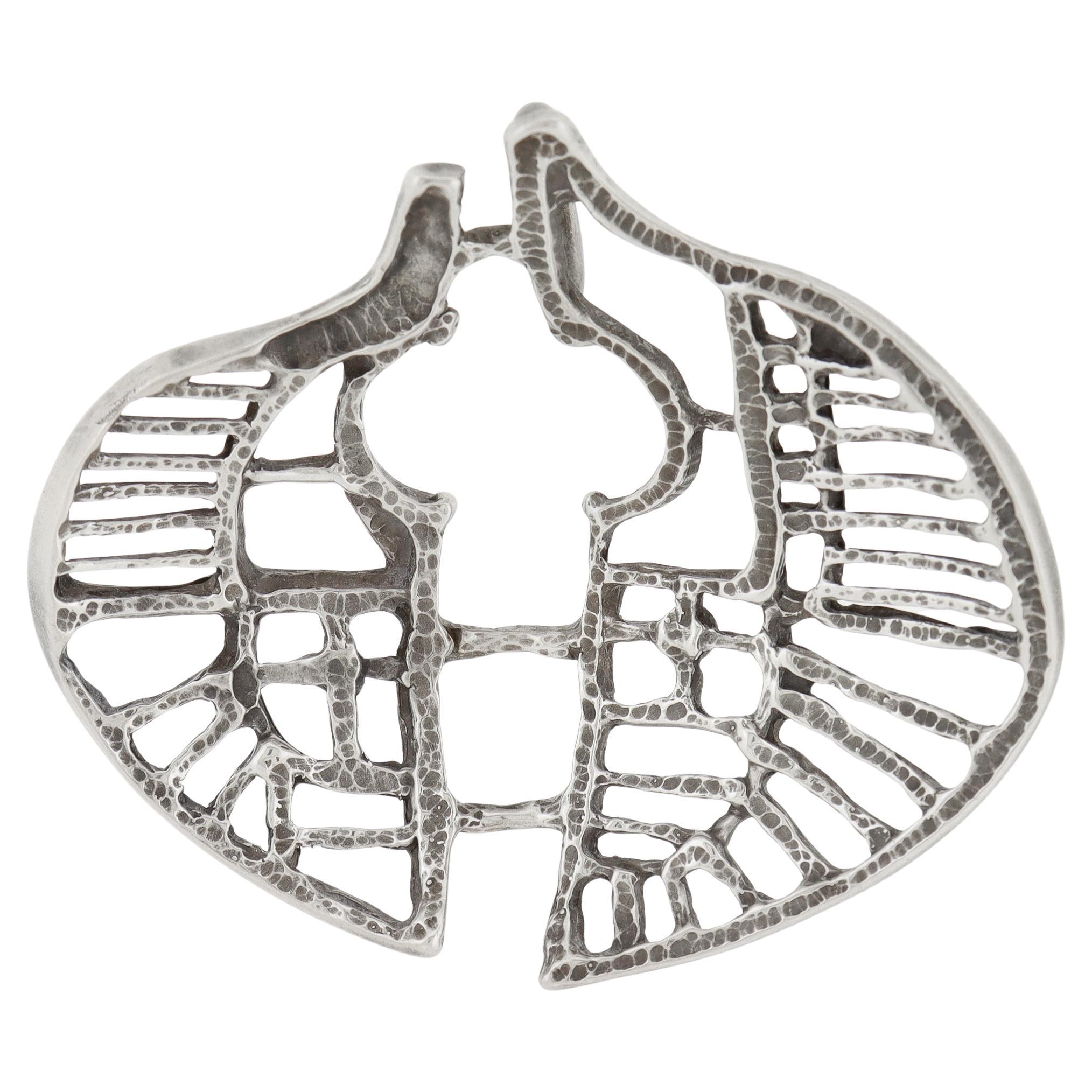 Vintage Studio Else & Paul Scandanavian Modern Sterling Silber Halskette Anhänger im Angebot
