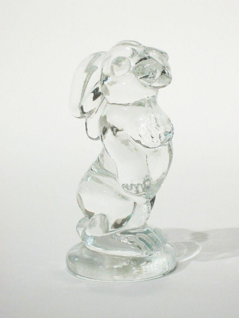 20th Century Vintage Studio Glass Rabbit Figure Paper Weight, Russia, circa 1980s For Sale