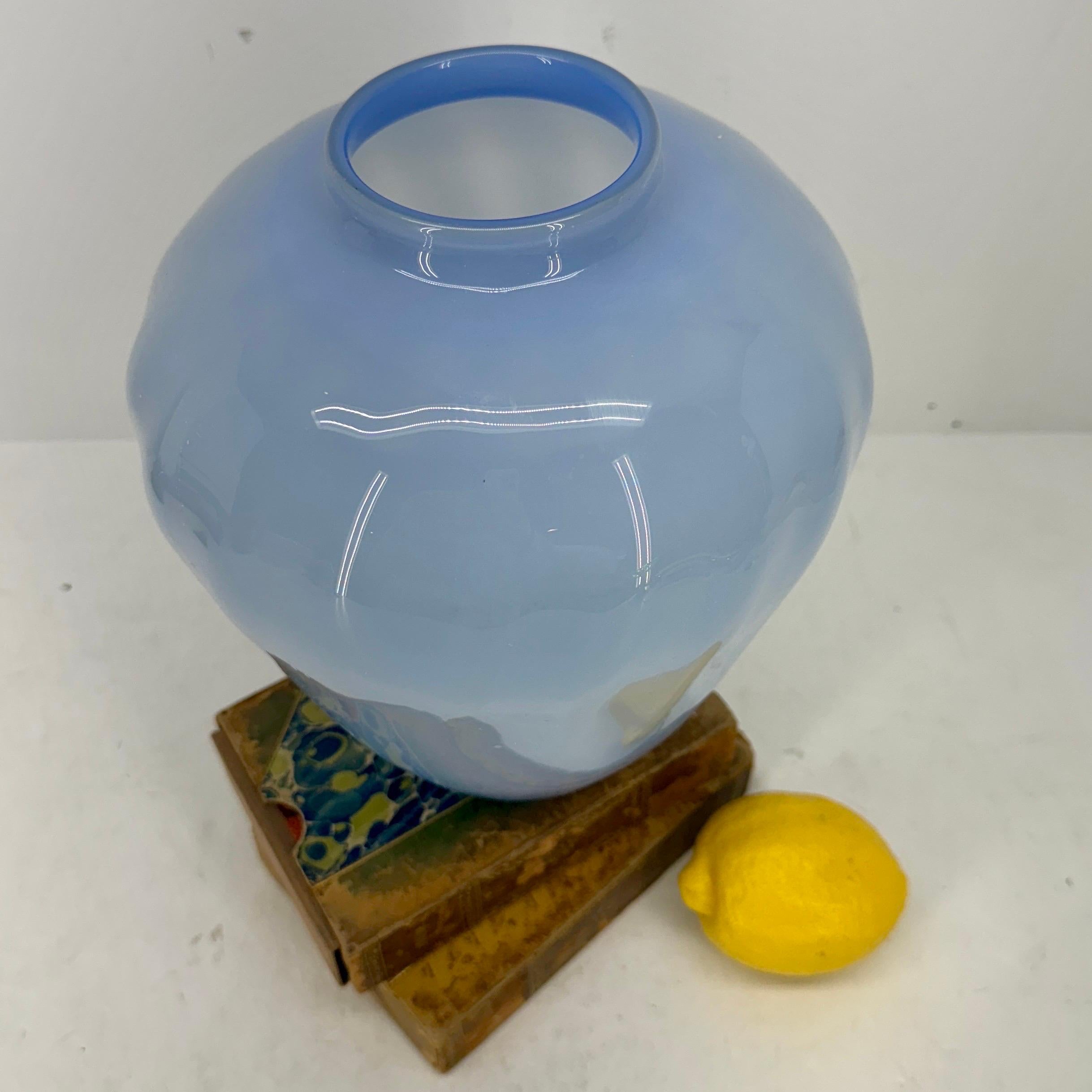 Vintage Studio Hand-crafted Blue Art Glass Vase Sculpture  For Sale 1
