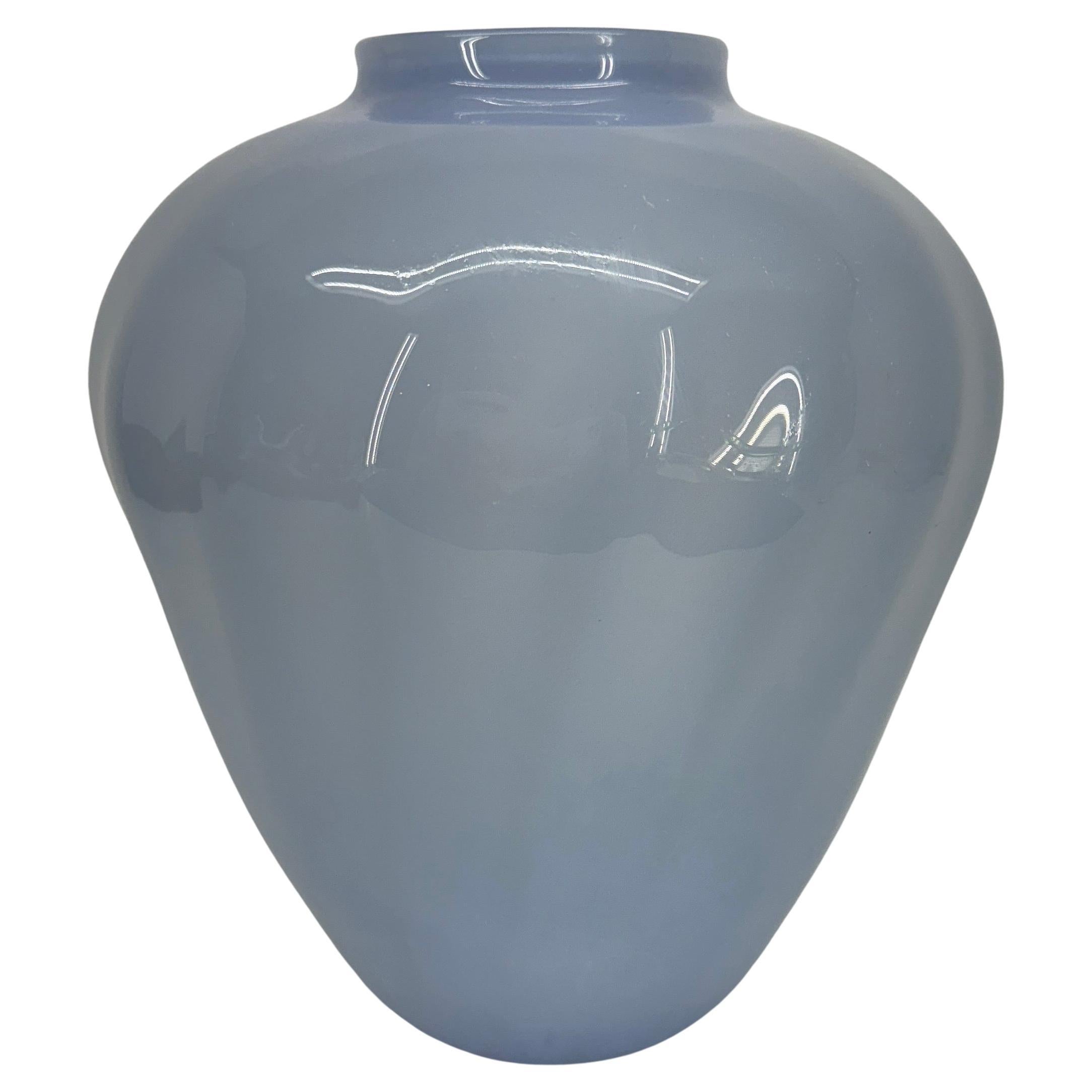 Vintage Studio Hand-crafted Blue Art Glass Vase Sculpture For Sale