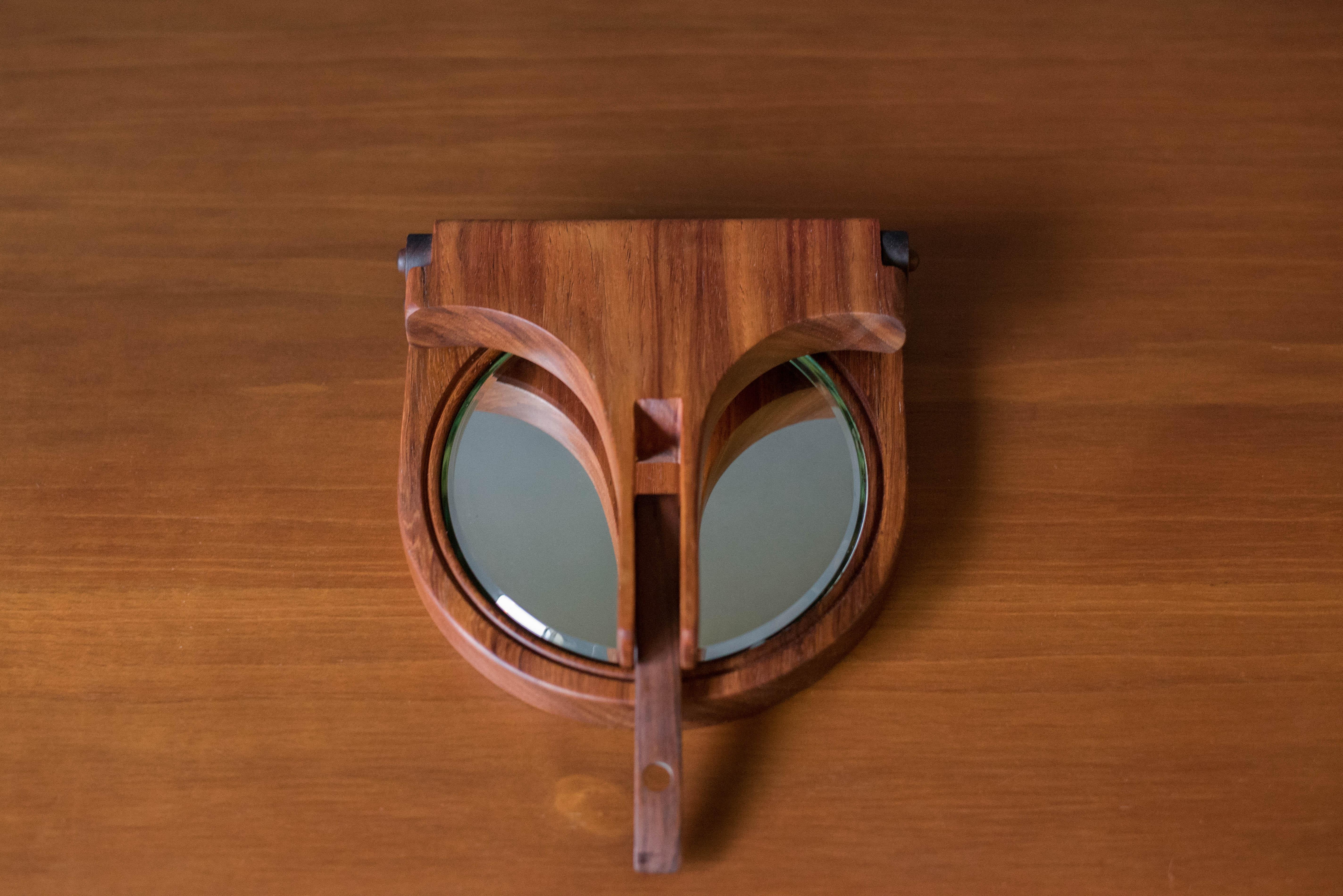 Late 20th Century Vintage Studio Koa Wood Foldable Mirror For Sale