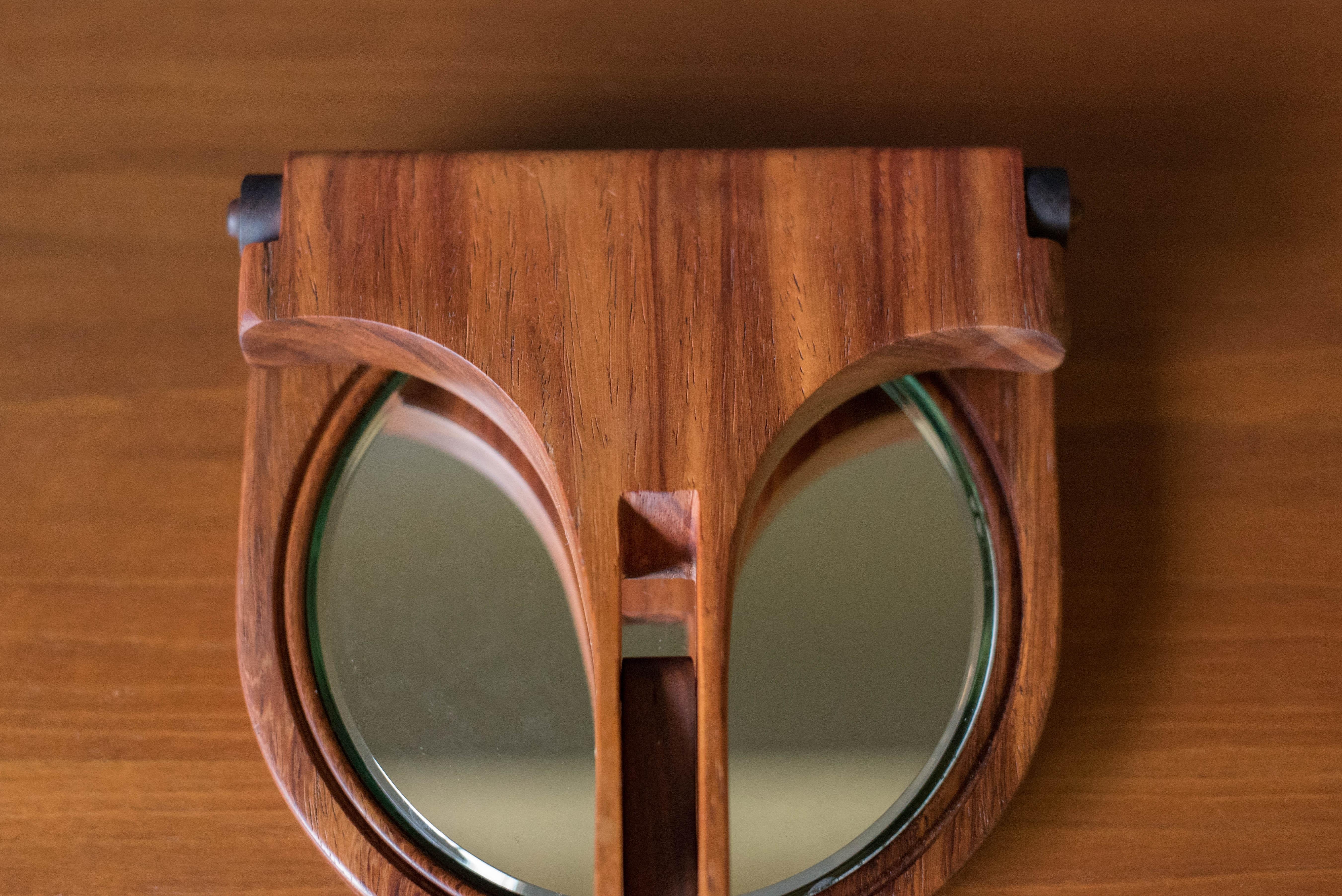 Late 20th Century Vintage Studio Koa Wood Foldable Mirror For Sale