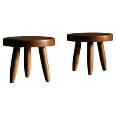 Vintage Studio Oak Stools in the Manner of Charlotte Perriand, 1970s