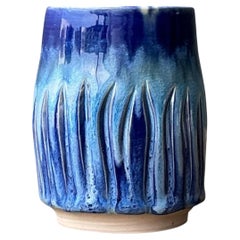 Vintage Studio Pottery Blue Ceramic Vase