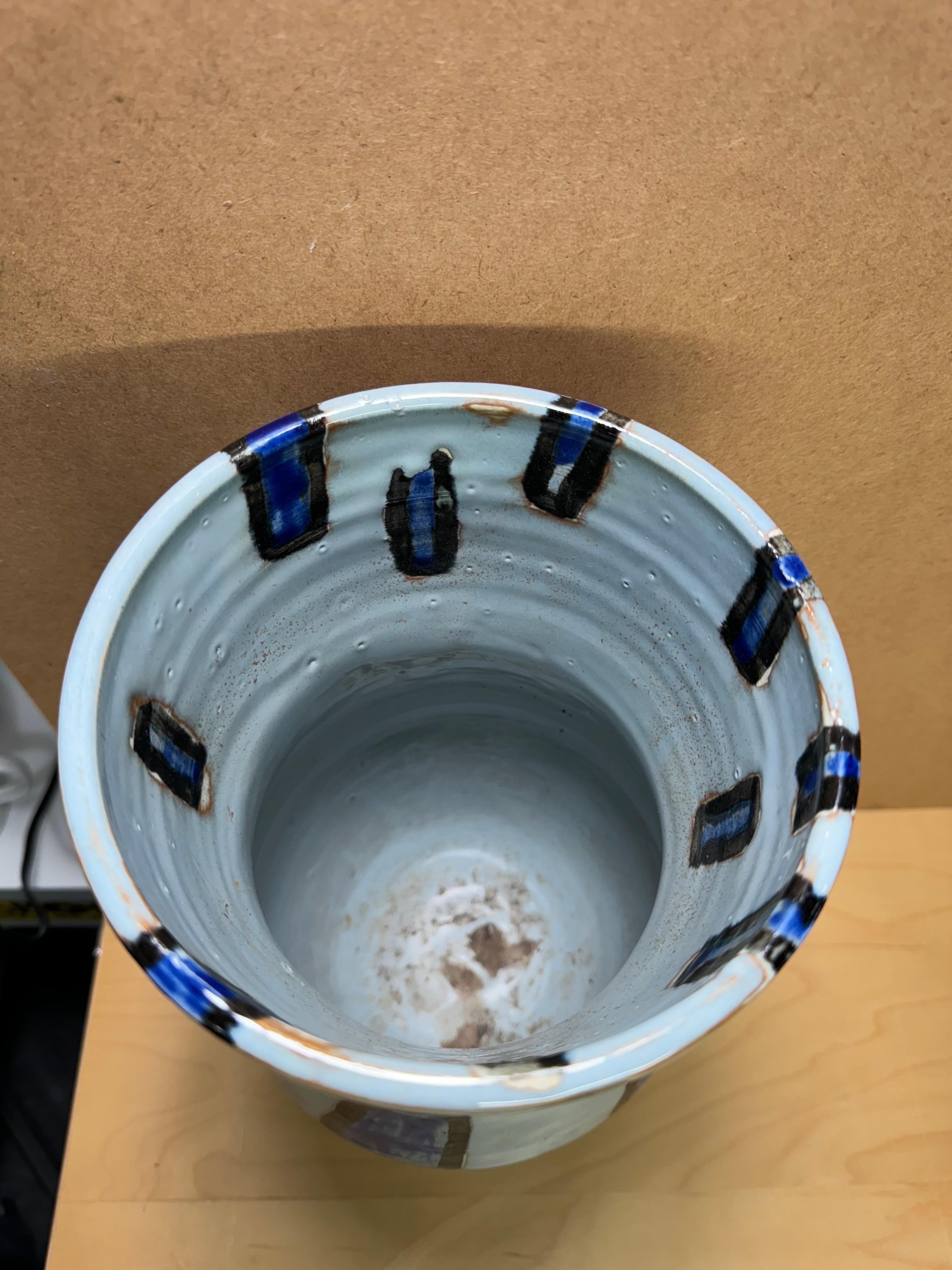 Blaue Vintage Studio Pottery-Vase im Zustand „Gut“ im Angebot in San Carlos, CA
